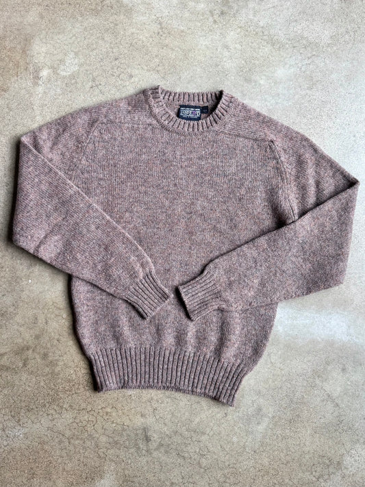Vintage 1980s Lands’ End Marled Purple Wool Crewneck Sweater | Medium