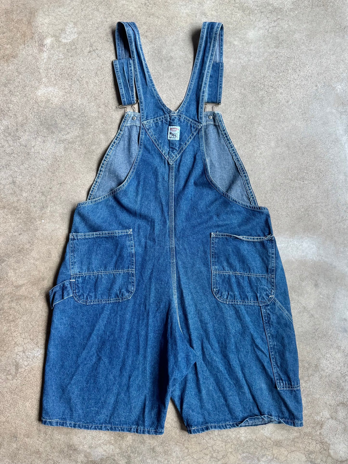 Vintage 1990s Pointer Denim Short Overalls | 38