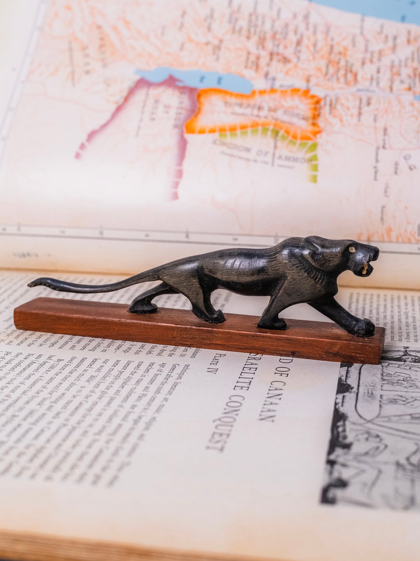 Vintage 1950s Carved Horn Jaguar Figurine