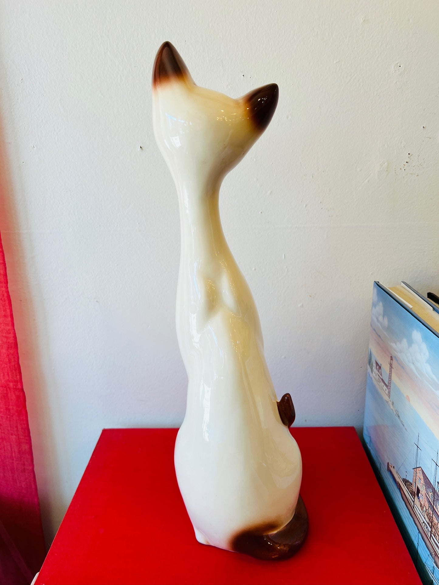 Vintage MCM Ceramic Siamese Cat Statues | Set of Two