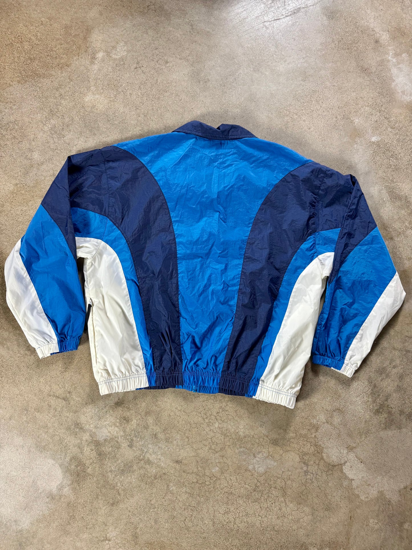 Vintage 1990s Nike Blue Color Block Zip-Up Windbreaker Jacket | XL