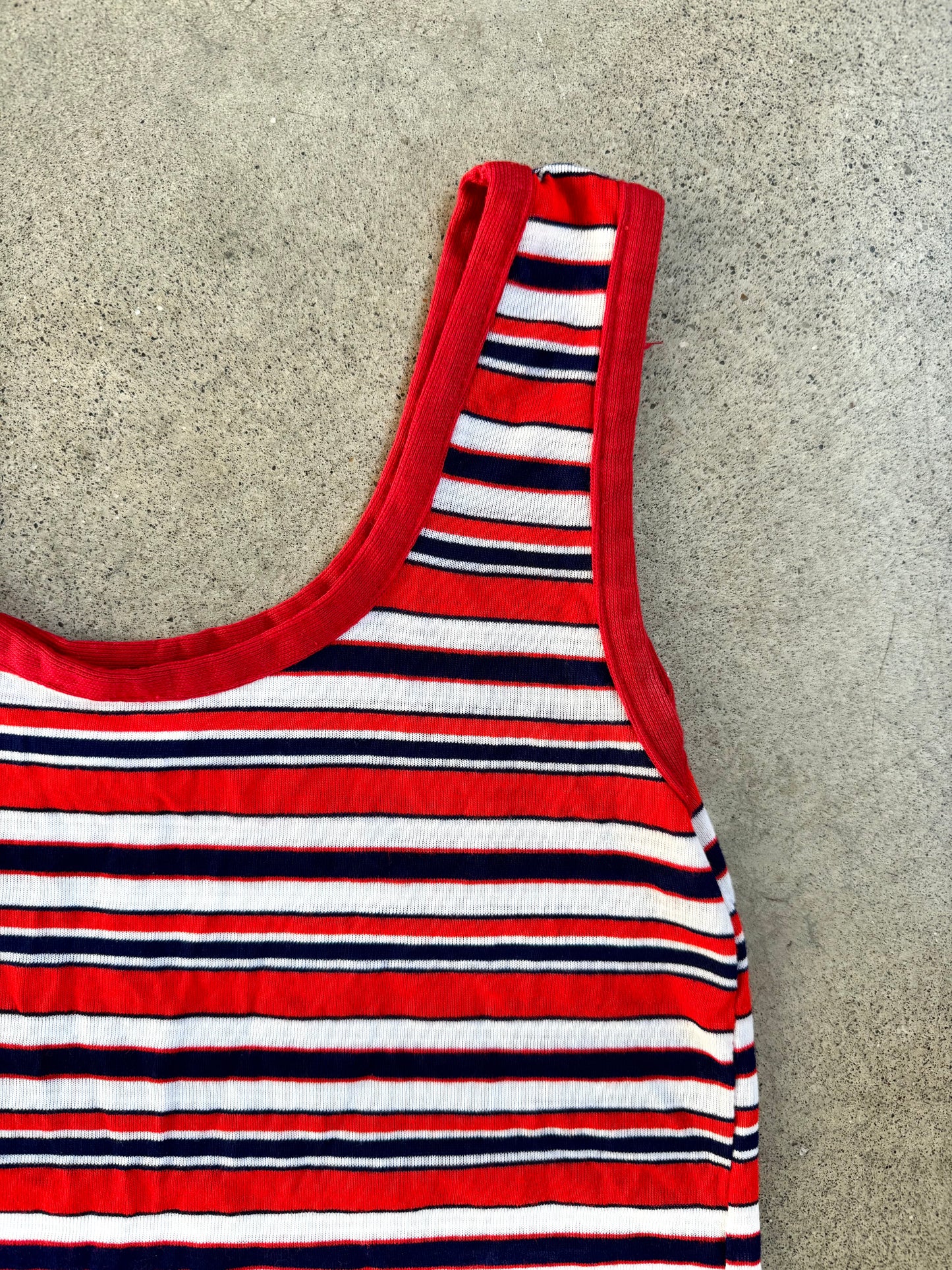 Vintage 1970s JR Fashion Red White & Blue Striped Tank Top | XS/S