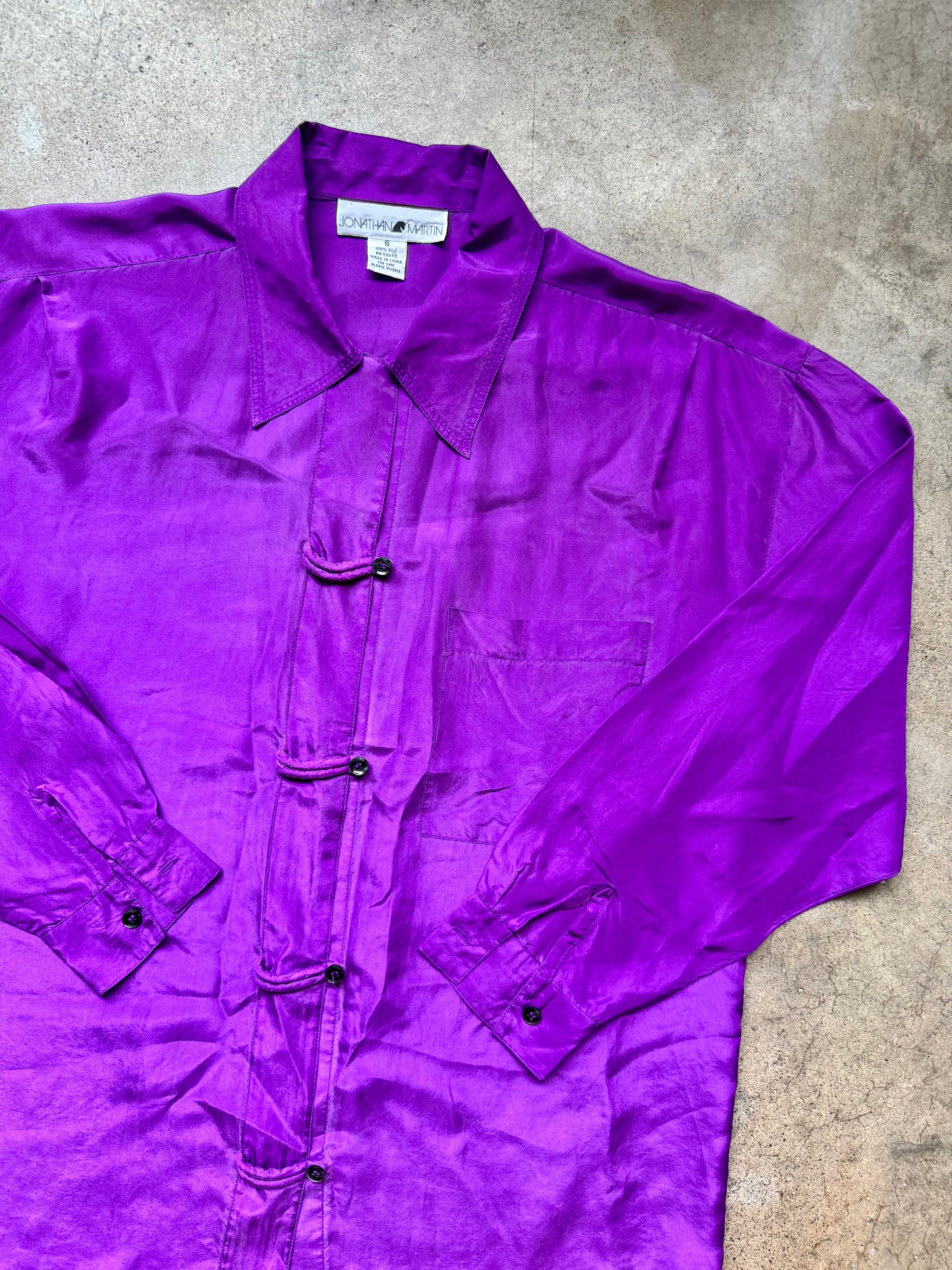 Vintage 1990s Jonathan Martin Purple Silk Blouse | Small