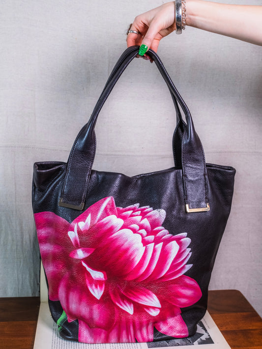 2000s Elliott Lucca Hand-Painted Leather Tote Bag