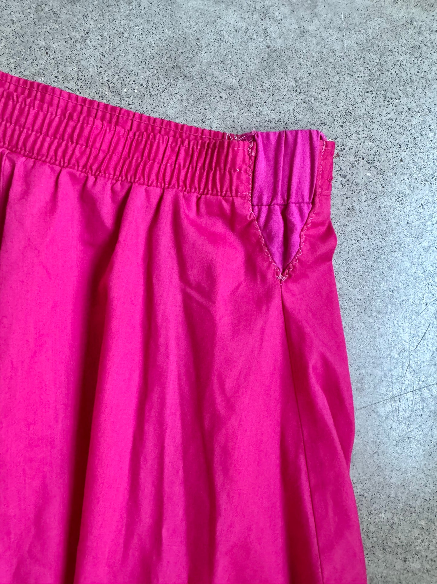 Vintage 1970s Partners Please! Hot Pink Lace Trim Square Dance Circle Skirt | XL