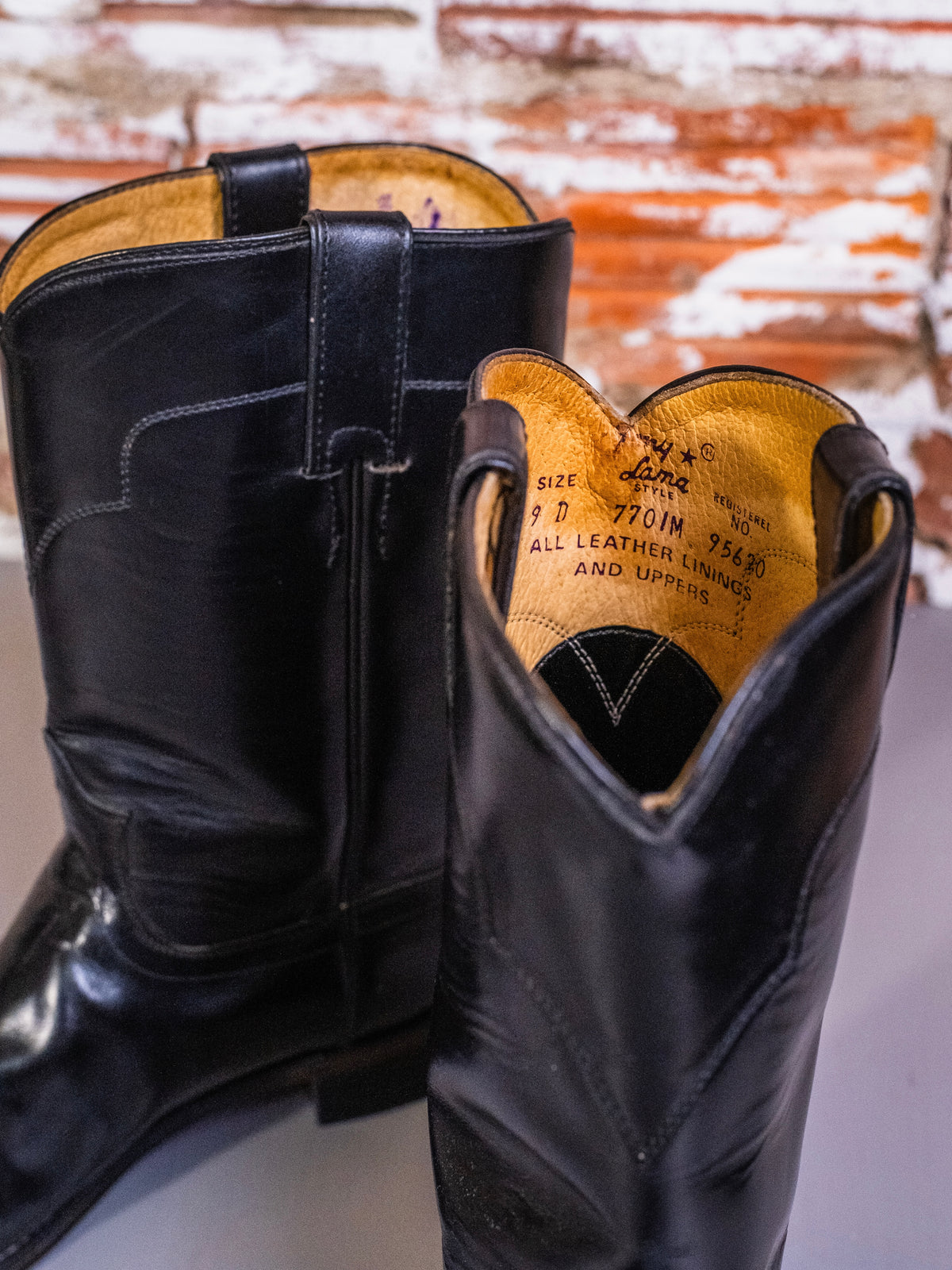 Vintage 1970s/80s Tony Lama Black Leather Western Roper Boots | Men’s 9