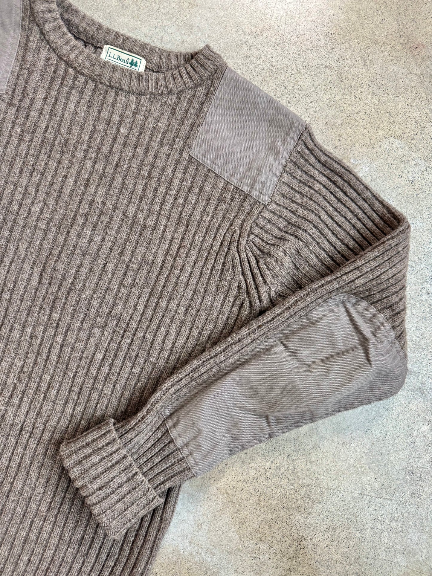 Vintage 1990s L.L. Bean Brown Military-Style Merino Wool Sweater | Small