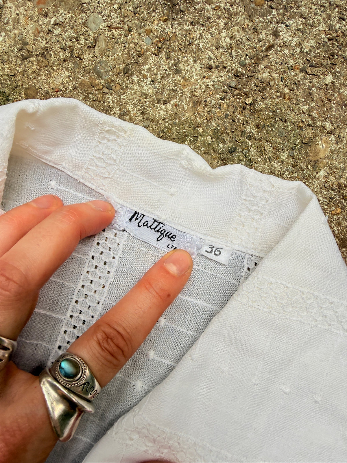 Vintage 1970's White Mattique White Collared Blouse