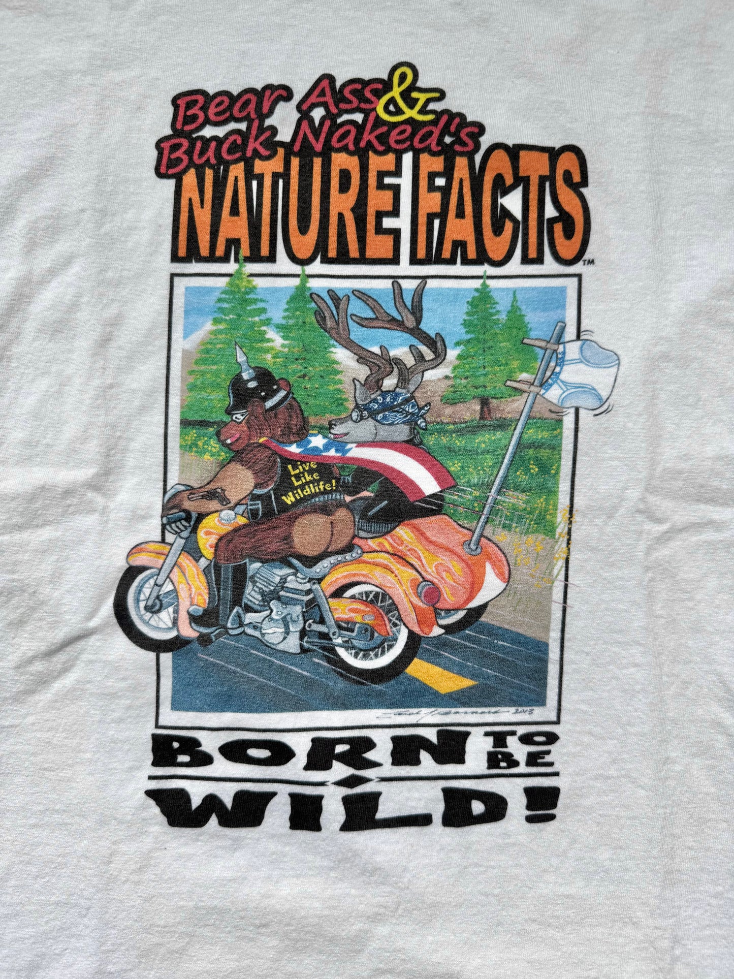 Bear Ass & Buck Naked’s Nature Facts “Born to be Wild” Graphic Tee | M/L