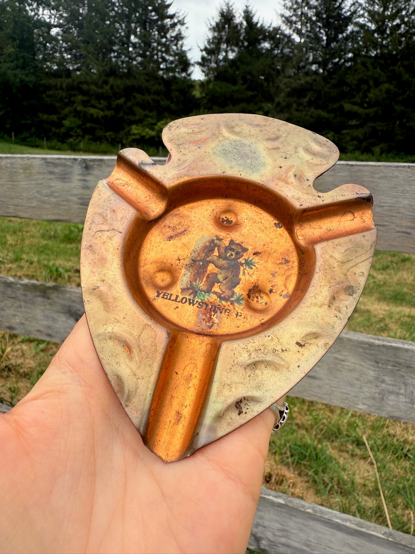 Vintage 1950s Yellowstone Park Copper Ashtray