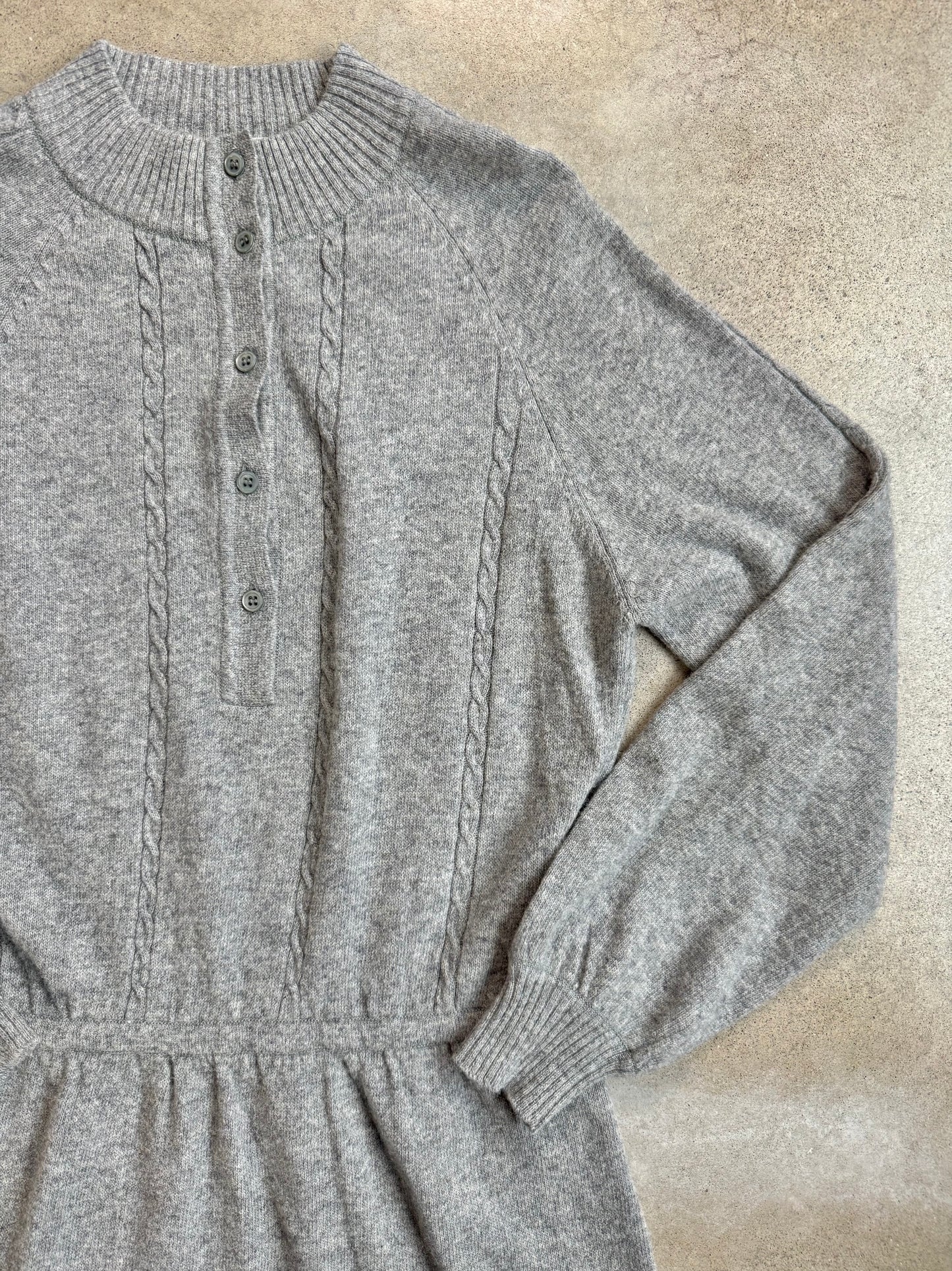 Vintage 1980s Horchow 100% Cashmere Grey Sweater Dress | M/L