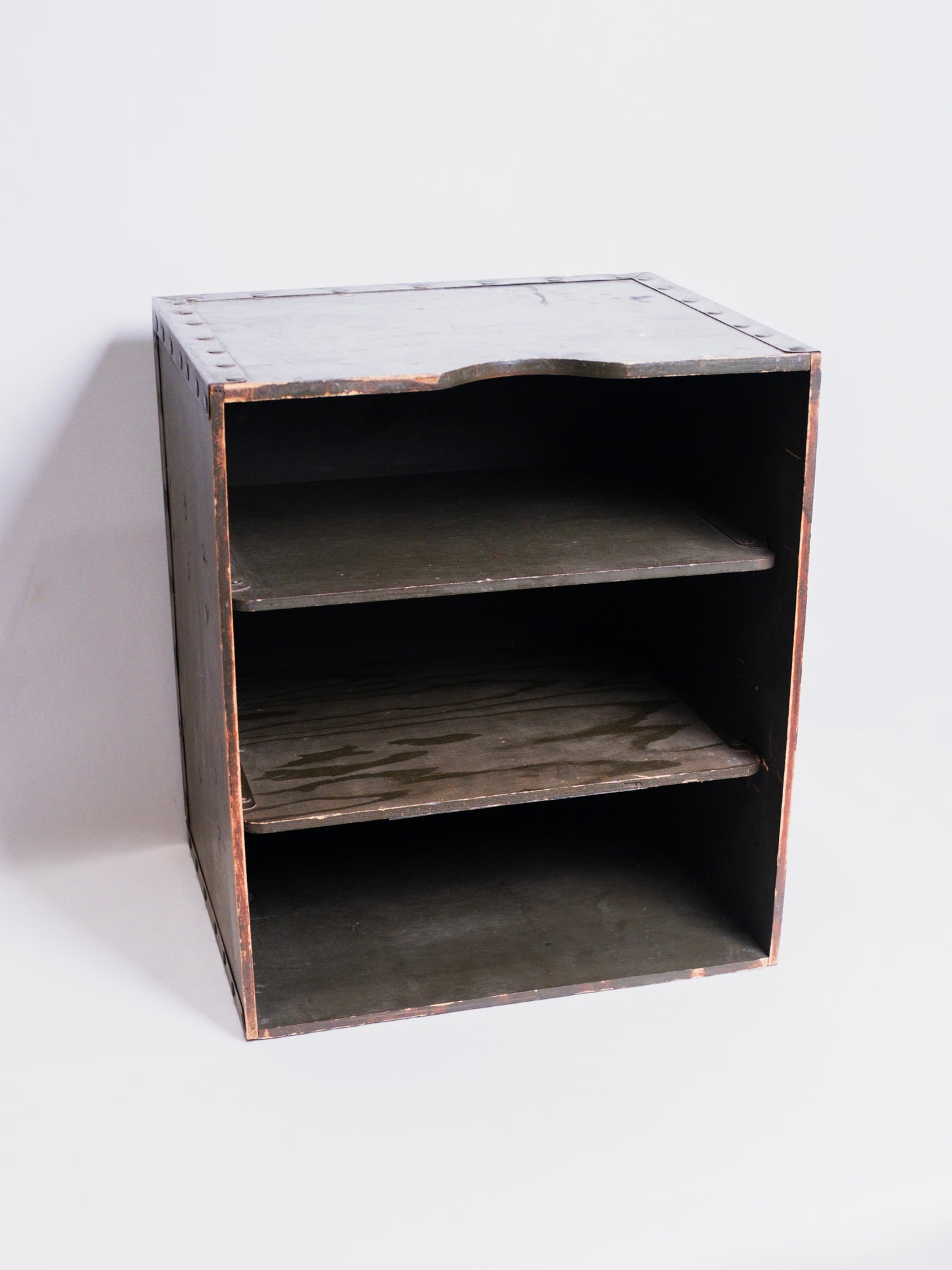 Vintage 1940s Military Wooden 3-Tier Filing Box