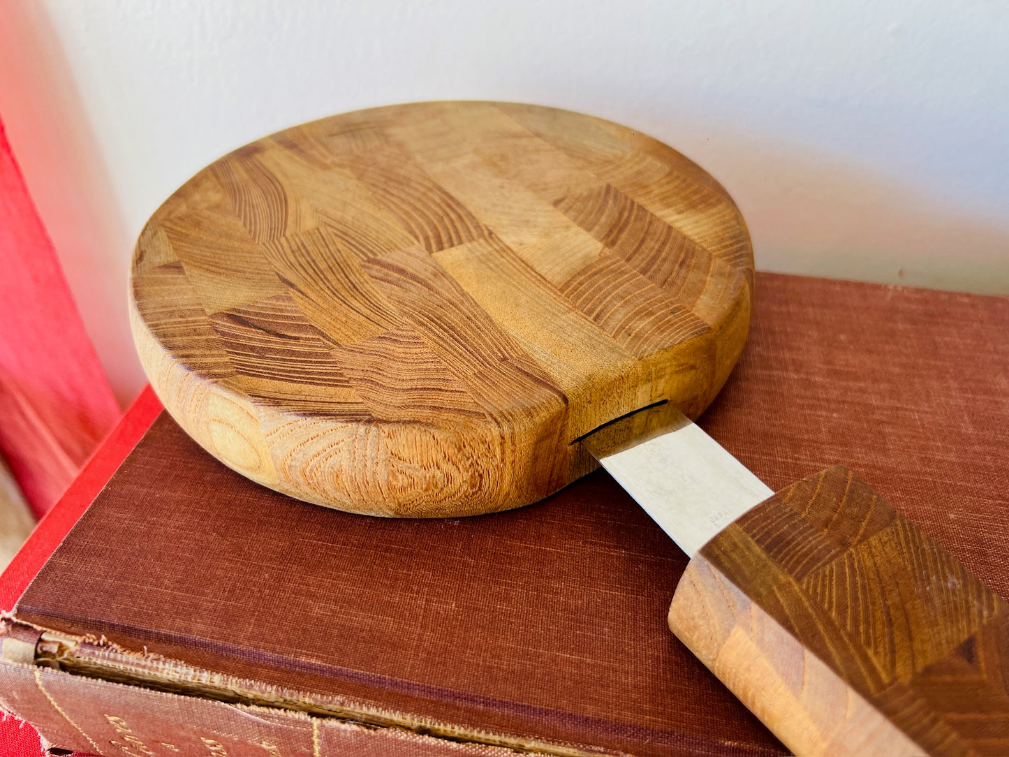 Vintage 1950s/60s Dansk Wooden Cheese Board & Knife Set