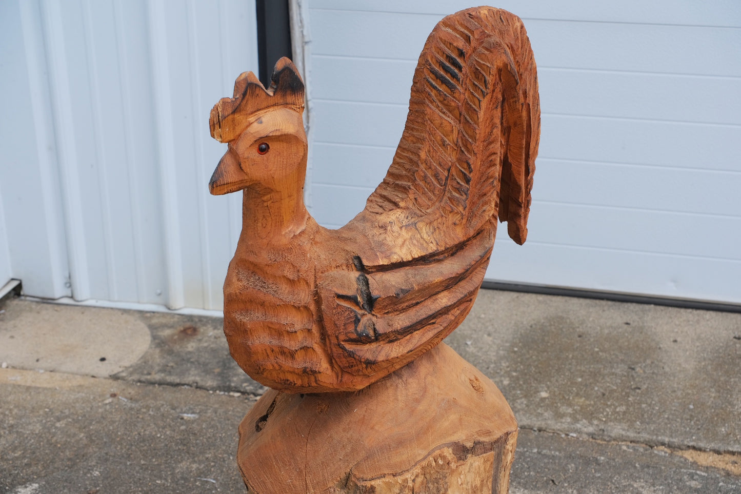 Vintage Hand-carved Rooster Statue | Folk Art