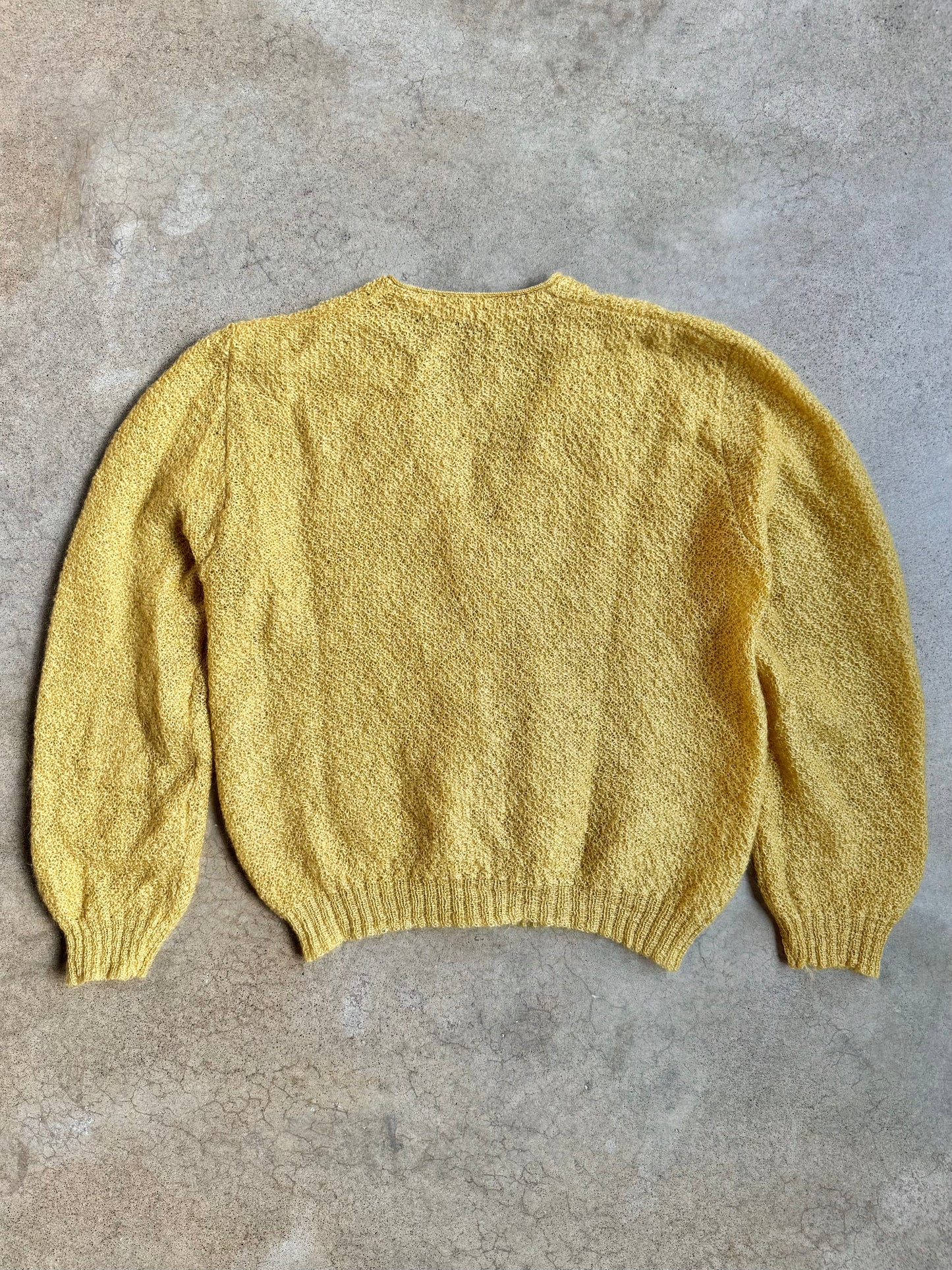 Vintage 1950s Yellow Mohair-Blend Knit Cardigan | M/L
