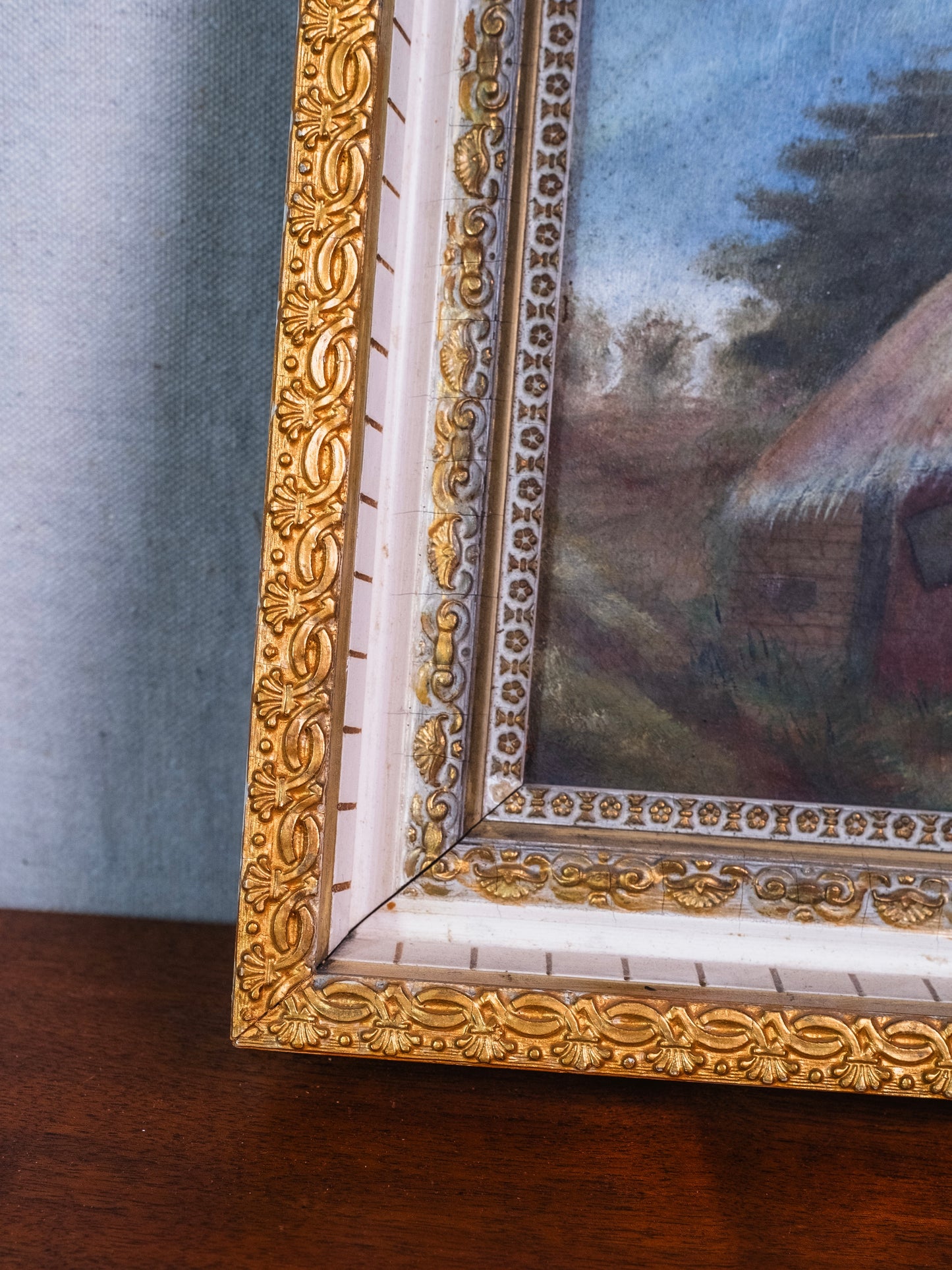 Late 19th Century Framed & Signed European "Village House" Oil on Canvas Painting