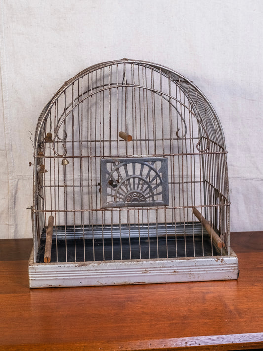 Vintage 1940s Crown Metal Dome-Style Birdcage