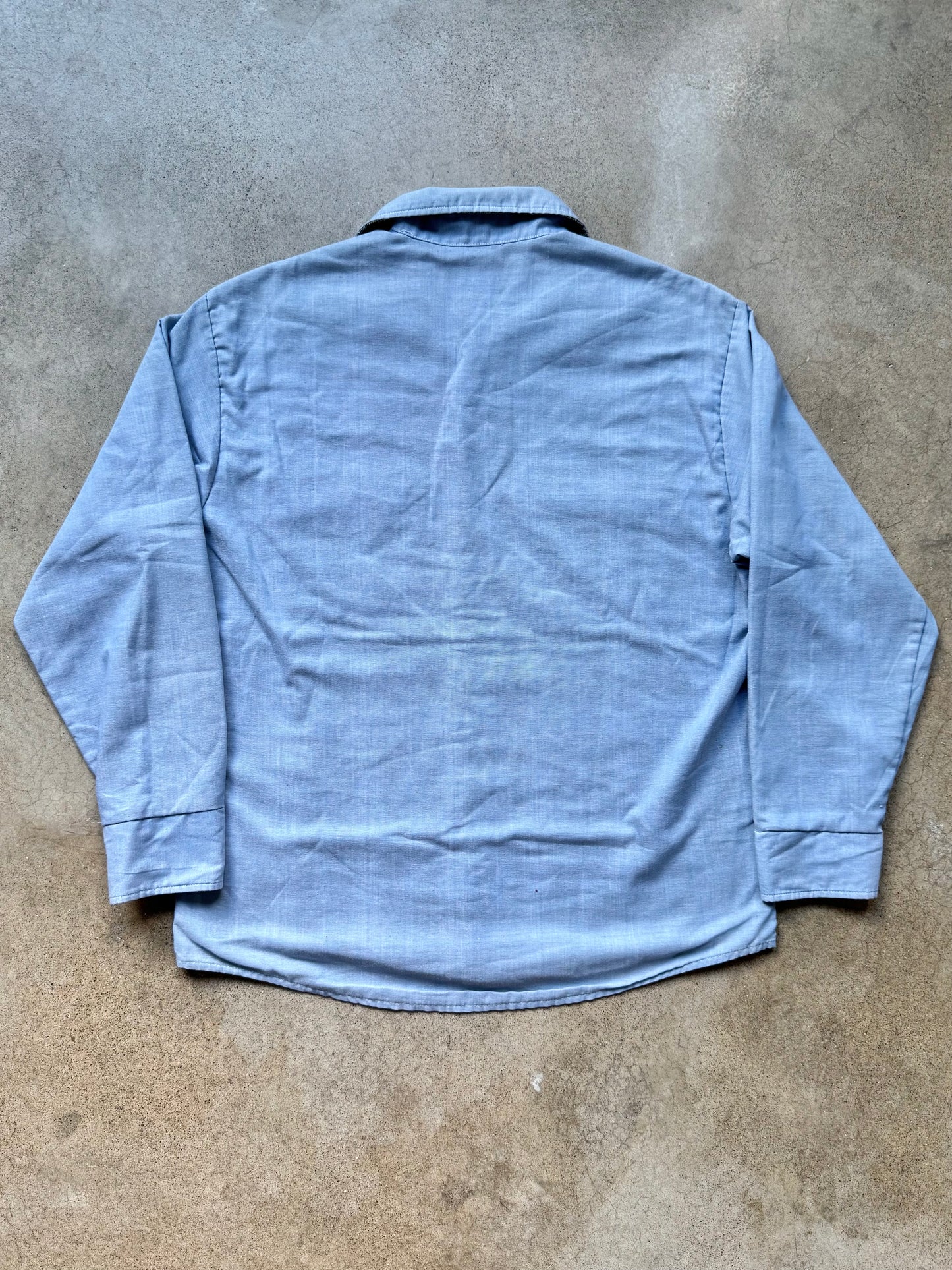 Vintage 1970s/80s Fieldmaster Flannel Lined Blue Utility Work Shirt | Large