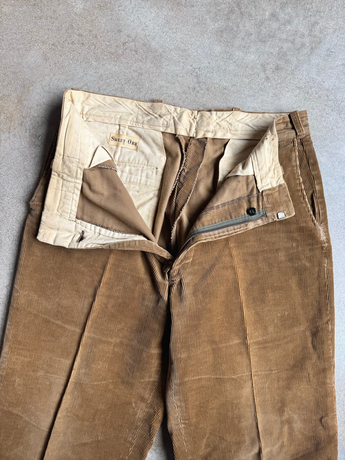 Vintage 1950s Sweet-Orr Workwear Brown Corduroy Trousers | Waist 34”
