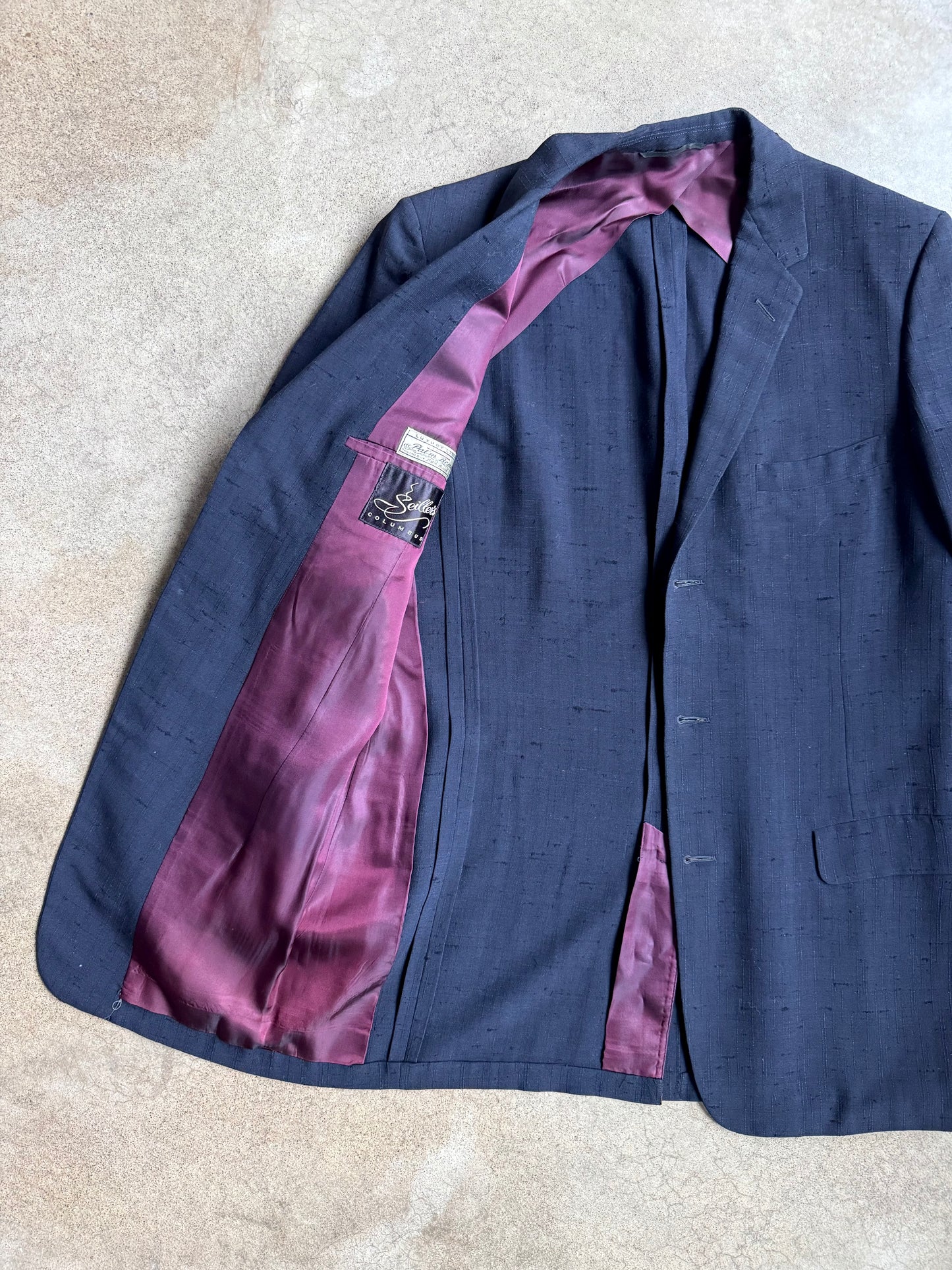 Vintage 1940s Palm Beach Company “Palm Beach Cloth” Navy Blue Two-Piece Suit | 38L