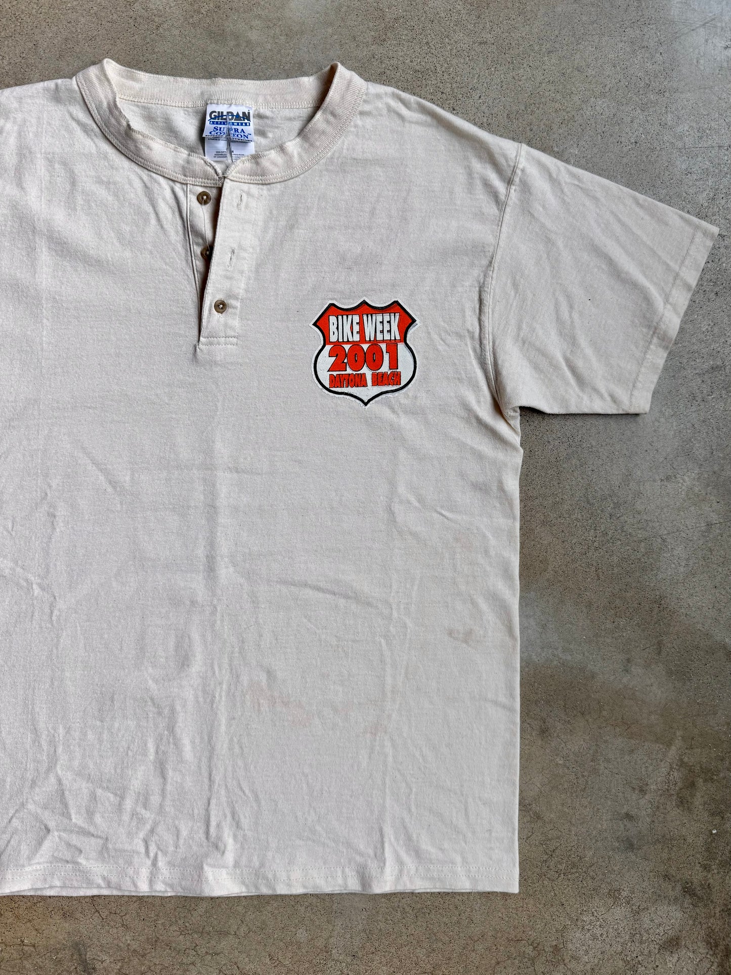 2001 Daytona Beach Bike Week Henley Graphic Tee | Medium