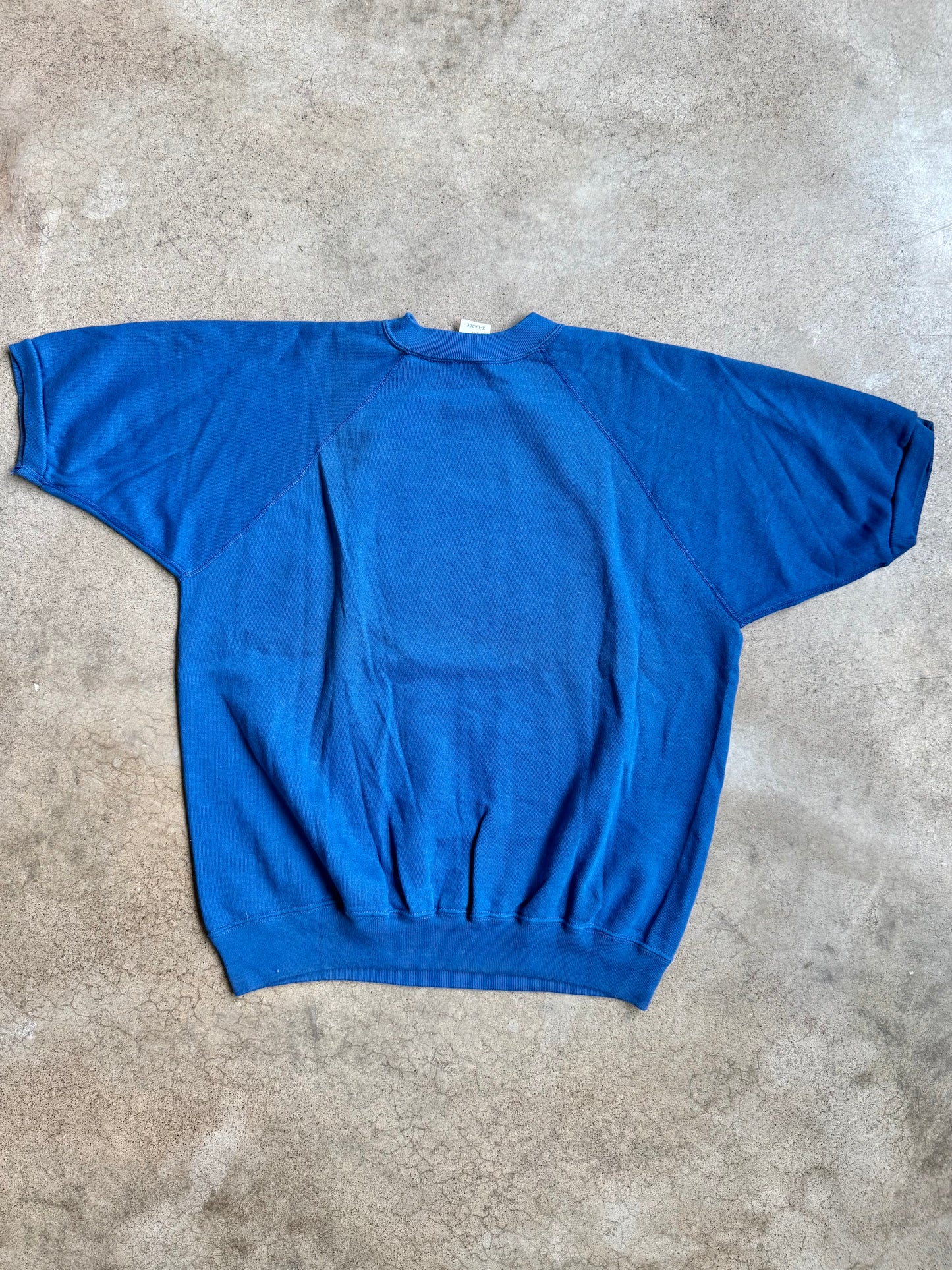 Vintage 1978 Ford Glitter Graphic Blue Short Sleeve Sweatshirt | XL
