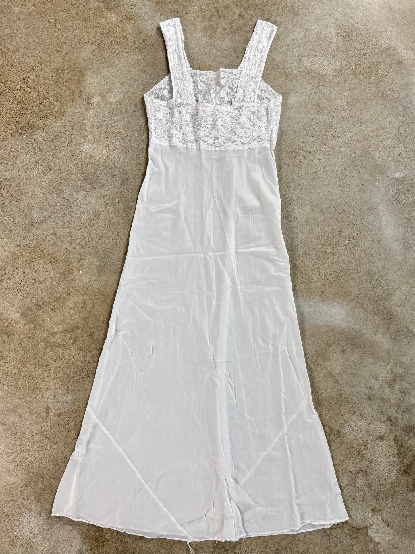Vintage 1940s Skylon White Lace Nightgown Slip Dress | Small