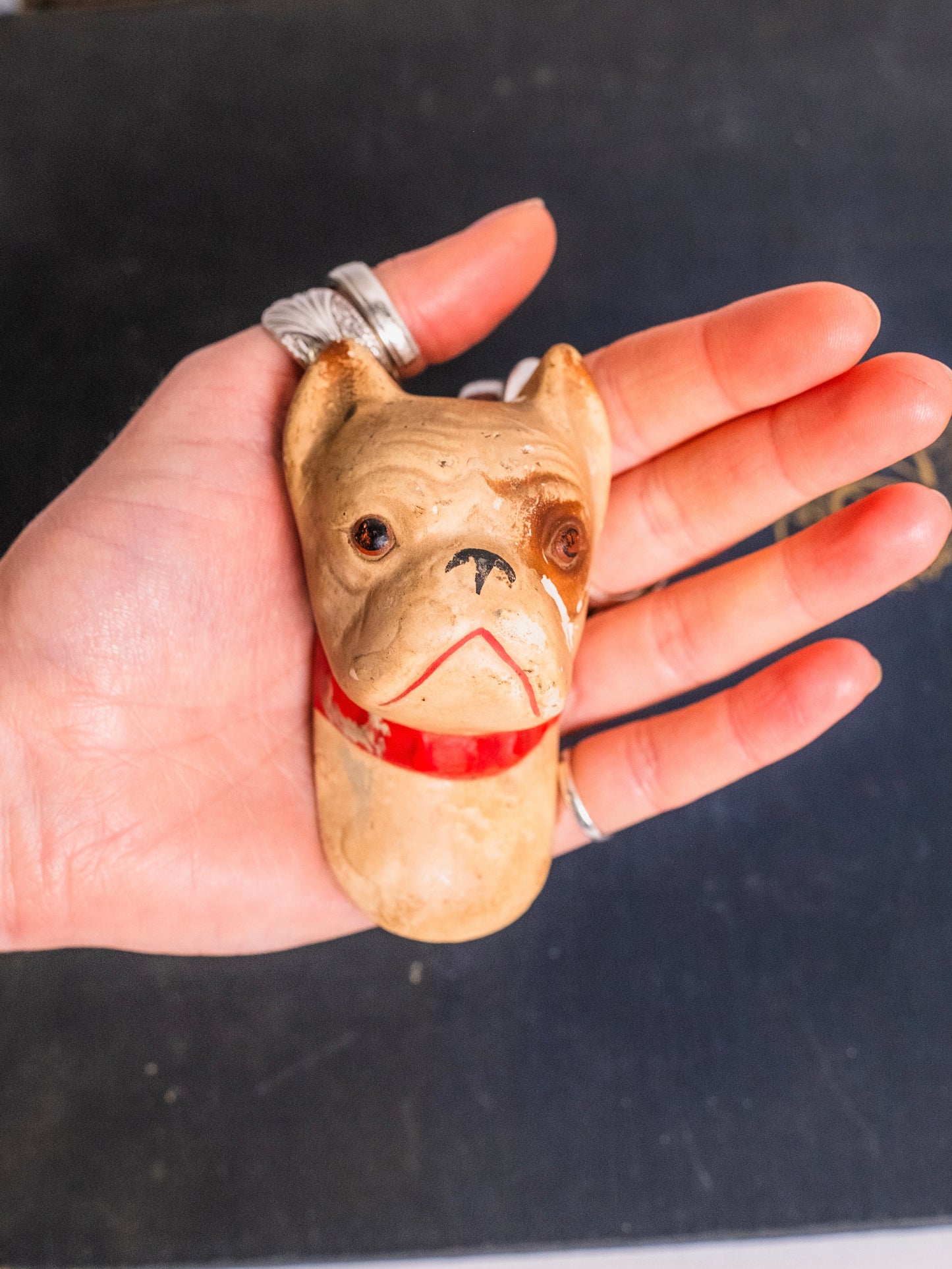 Vintage 1930s Chalkware Bulldog Wall Hanging