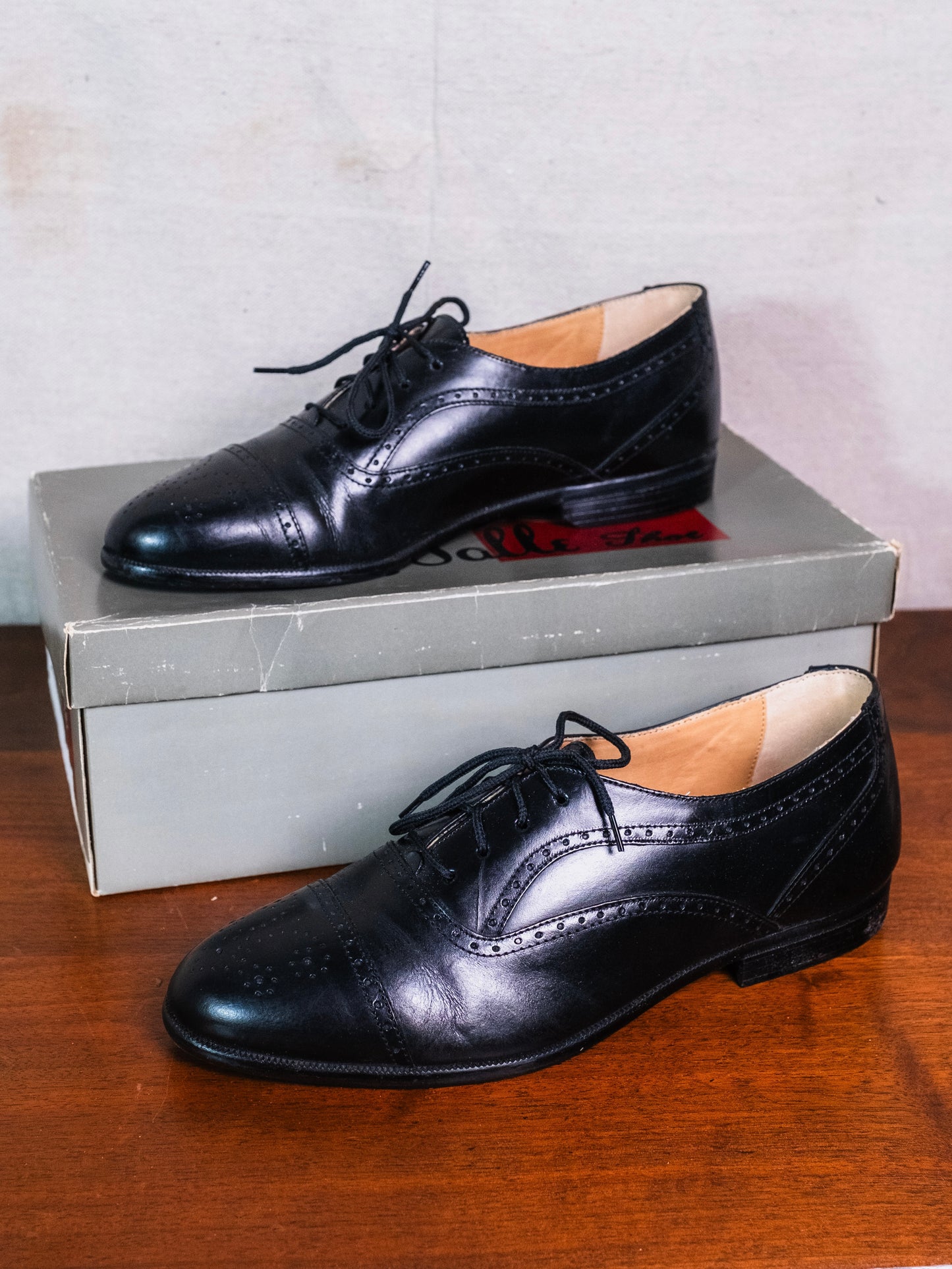 Vintage 1970s/80s LaSalle Black Leather Oxford Dress Shoes w/ Original Box | Men’s 8.5