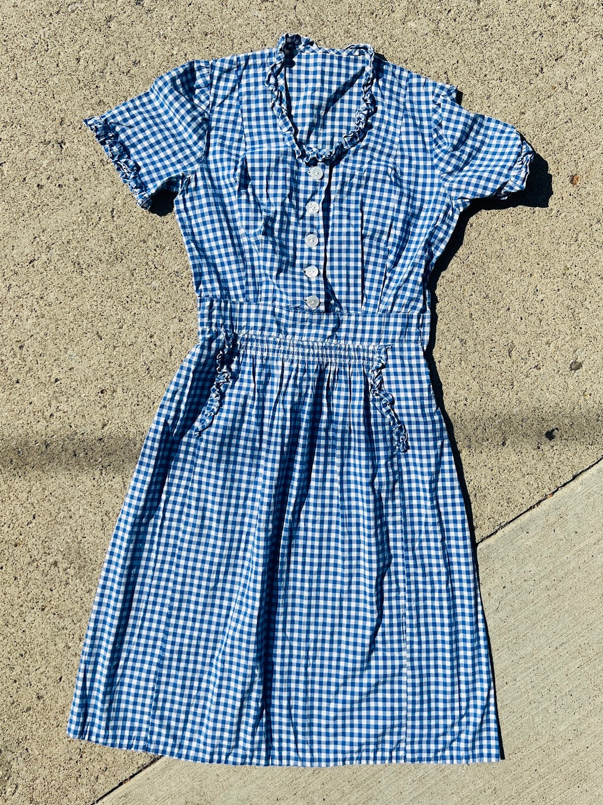 Vintage 1950s Blue Gingham Babydoll Dress