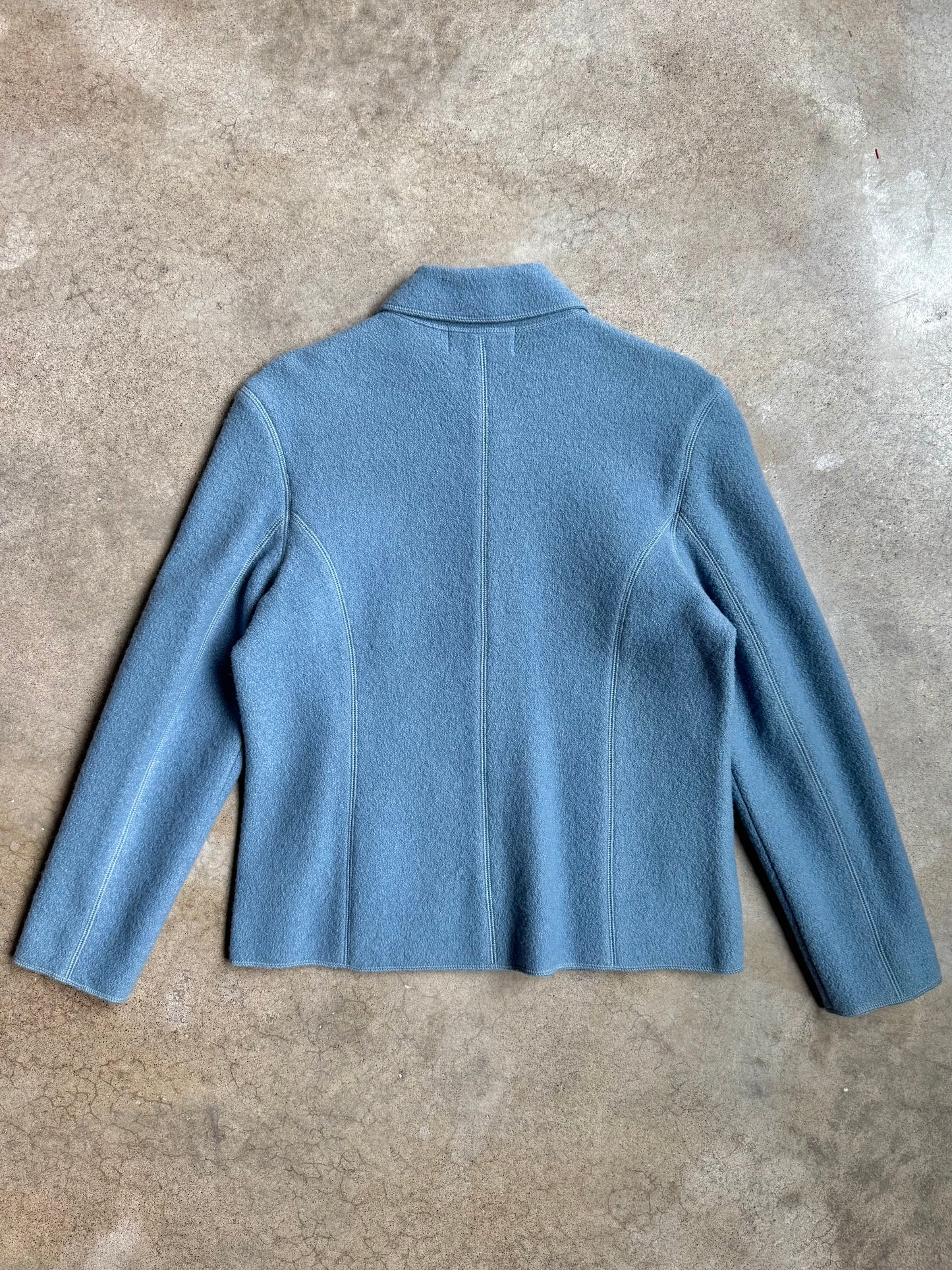 Vintage 1990s Petite Sophisticate Baby Blue Wool Jacket | Small