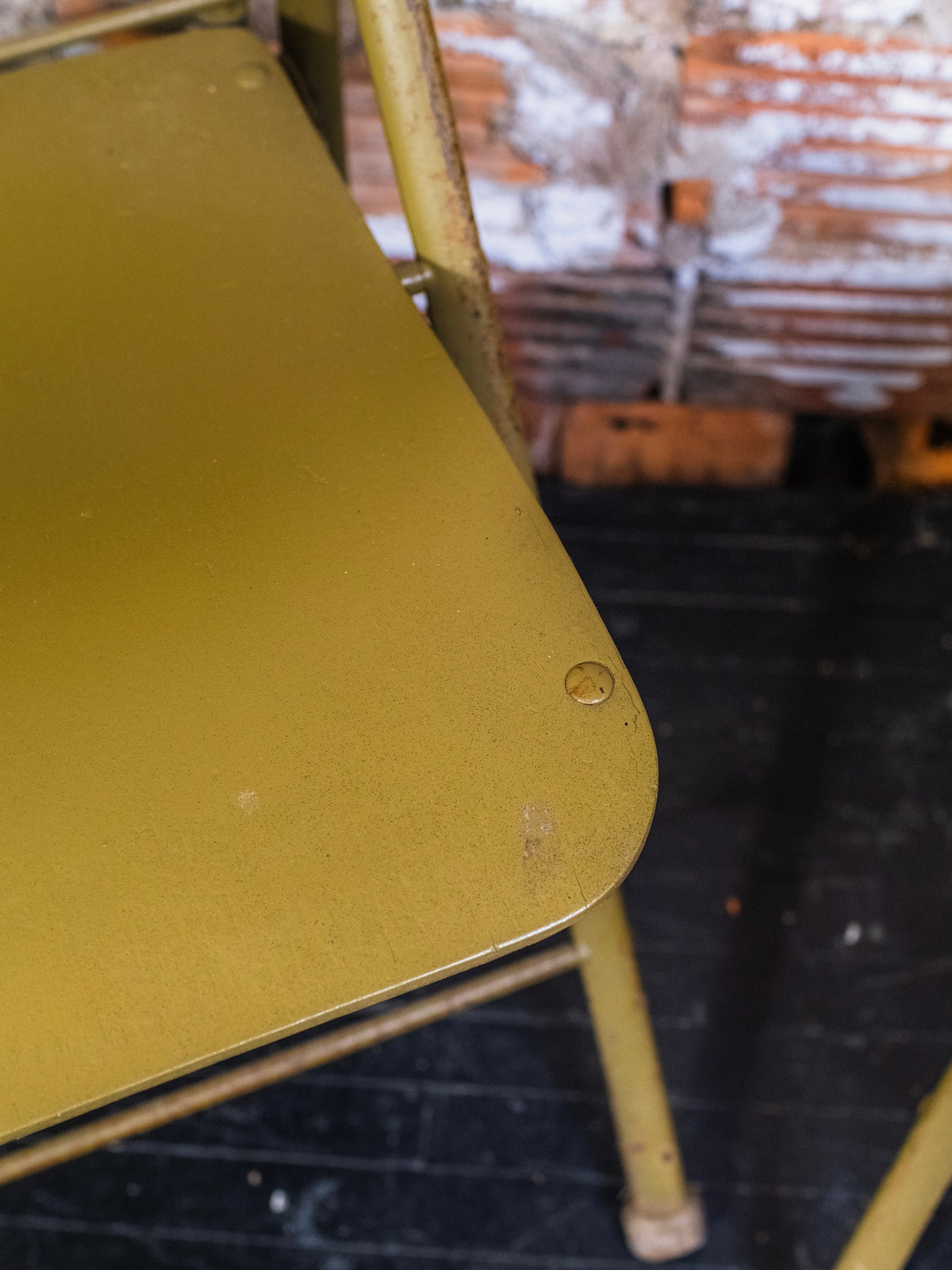 Vintage Green Metal & Wood Seat Folding Chairs | Set of 2