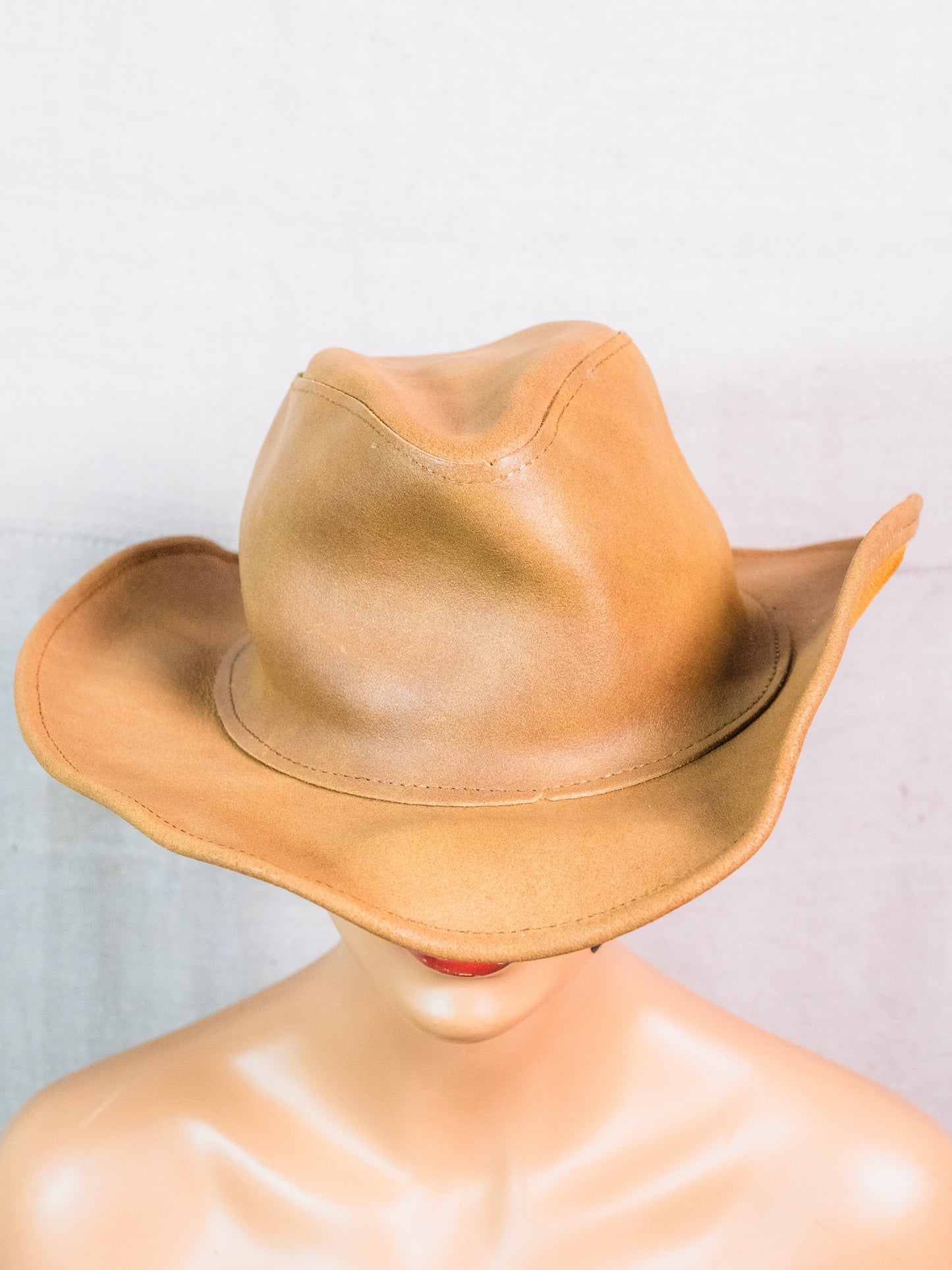 Vintage 1990s Dollywood Tan Leather Cowboy Hat