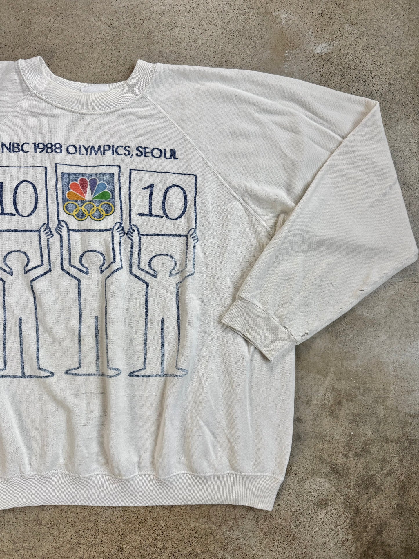 Vintage 1988 NBC Olympics Seoul Korea Raglan Sweatshirt | XL