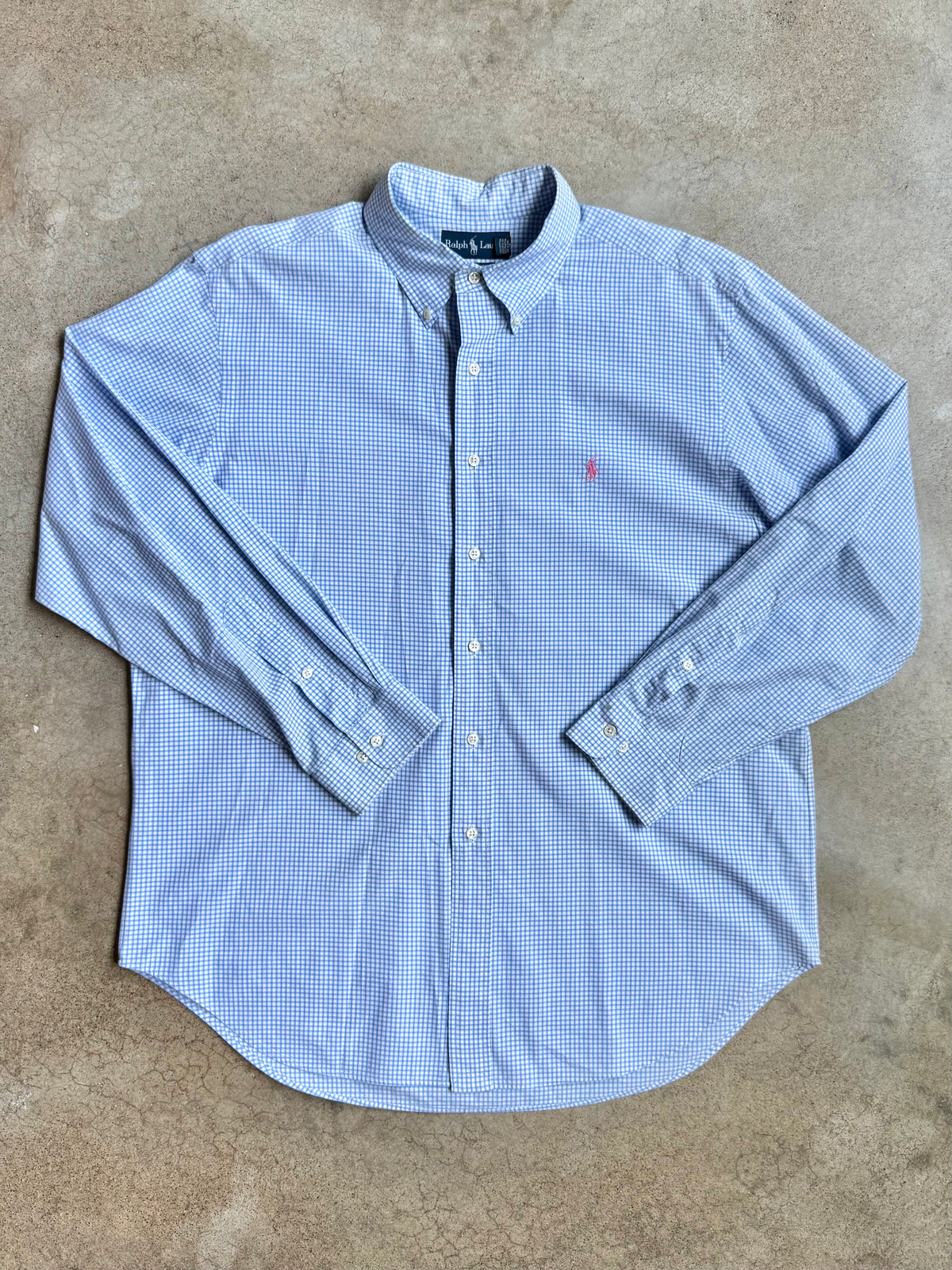 Ralph Lauren Classic Fit Blue Check Plaid Button-Down Shirt | XL