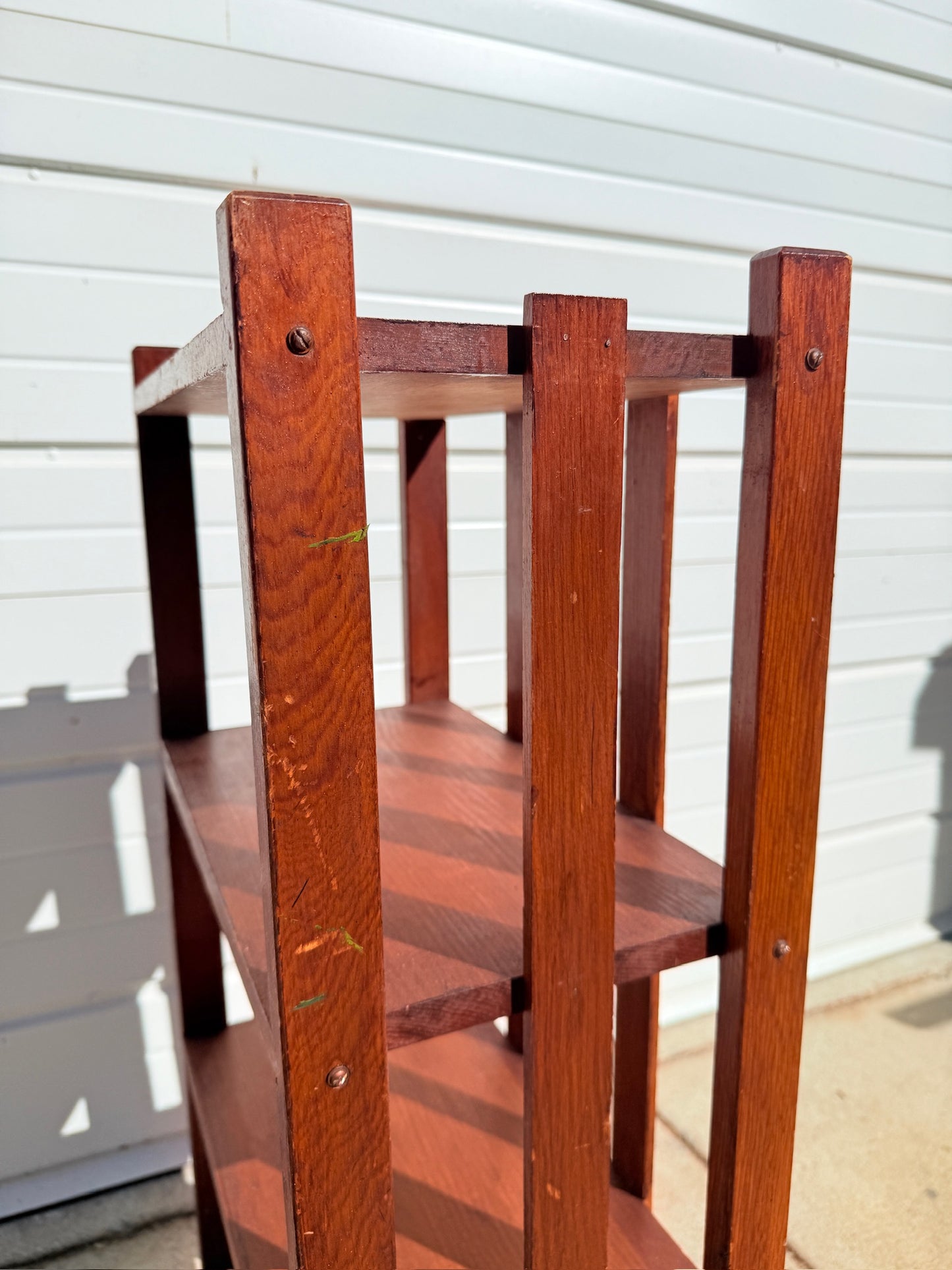 Antique 1920s Mission Style Arts & Crafts Oak 3-Tier Shelf