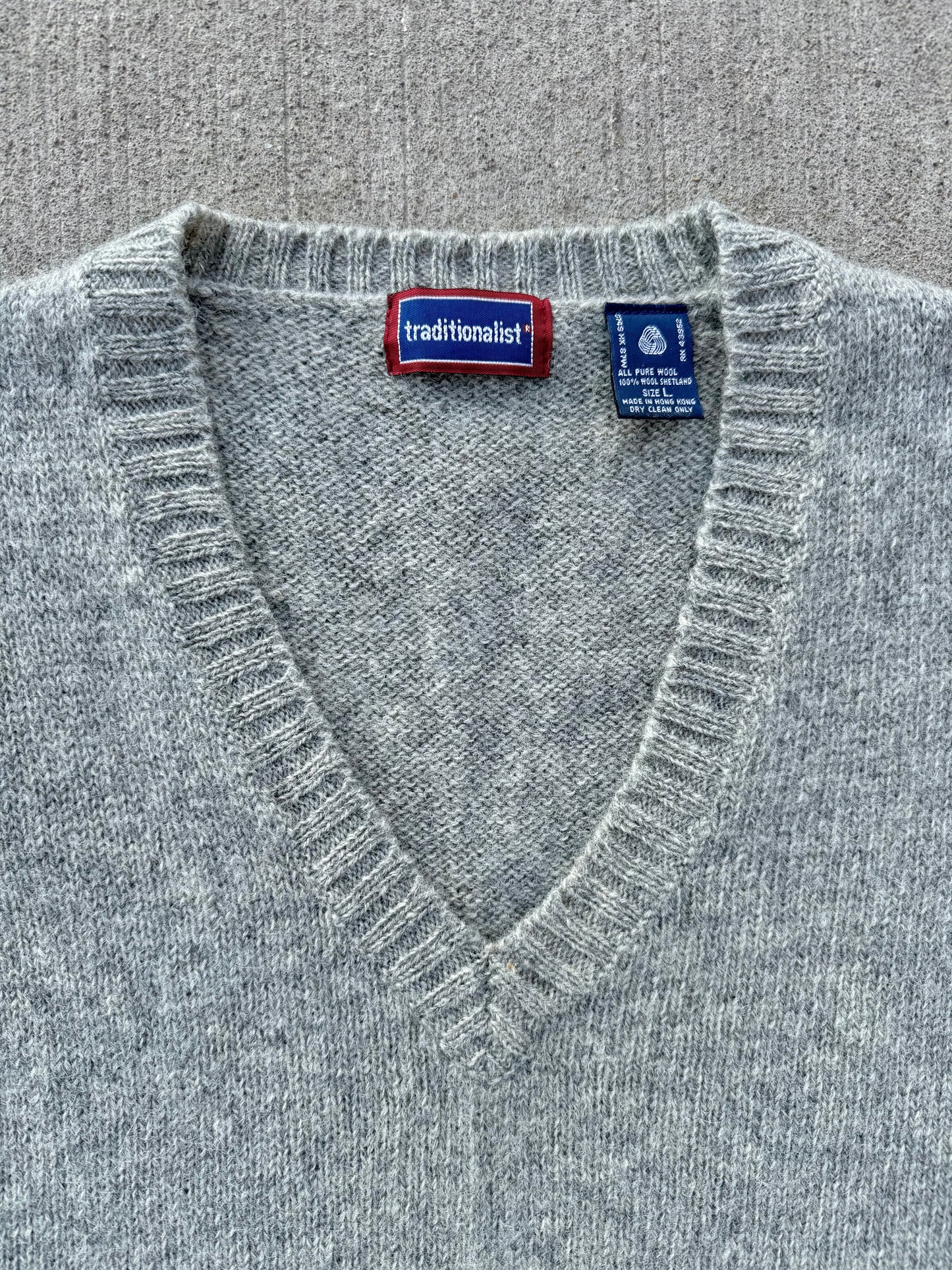 Vintage Grey Shetland Wool Sweater Vest | Large