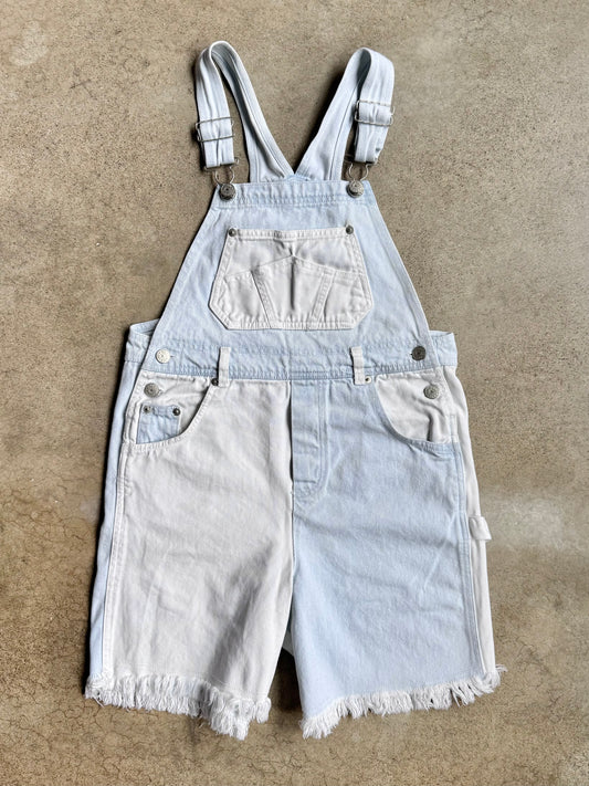 Vintage 1980s New Legends Color Block Denim Overall Shorts | Youth L