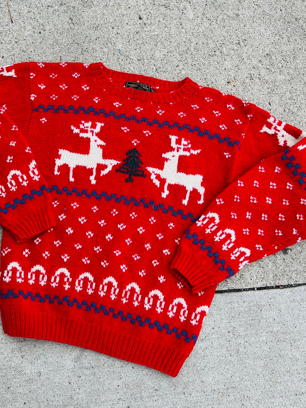 Vintage Eddie Bauer Holiday Pattern Red Wool Sweater | Medium