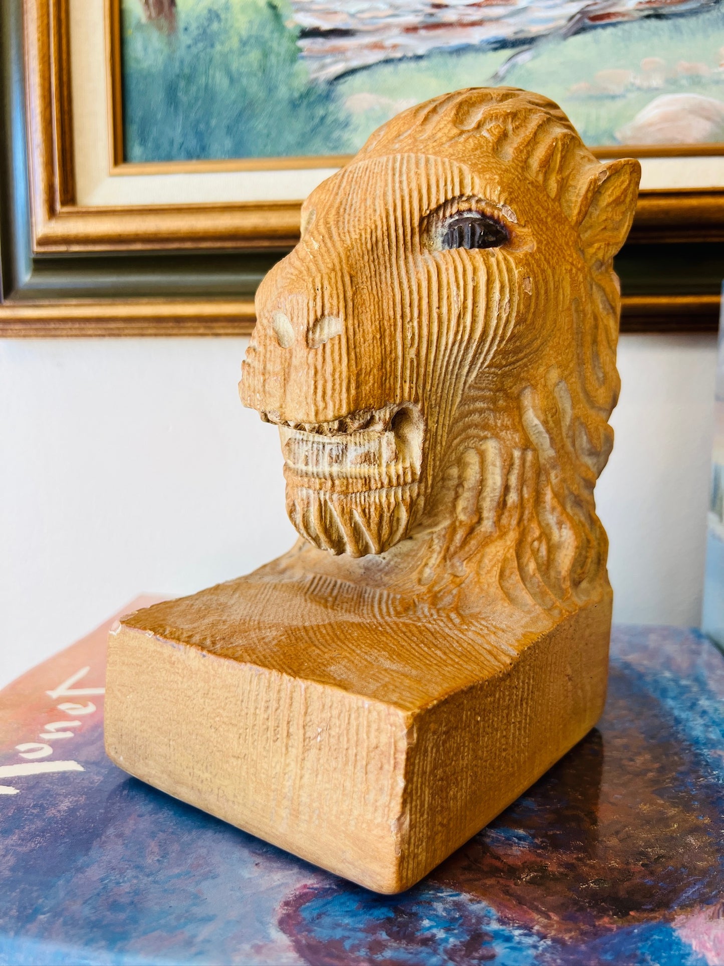 Vintage 1960s Lion Head Bookend