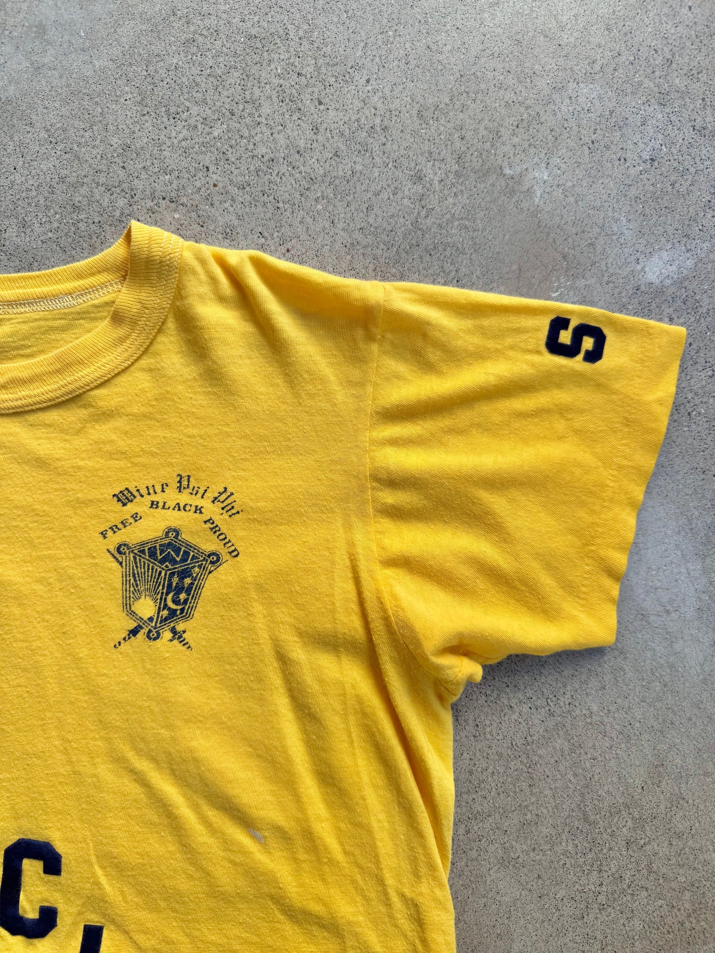 Vintage 1970s Yellow Howard University Wine Psi Phi Sister Tee | Small