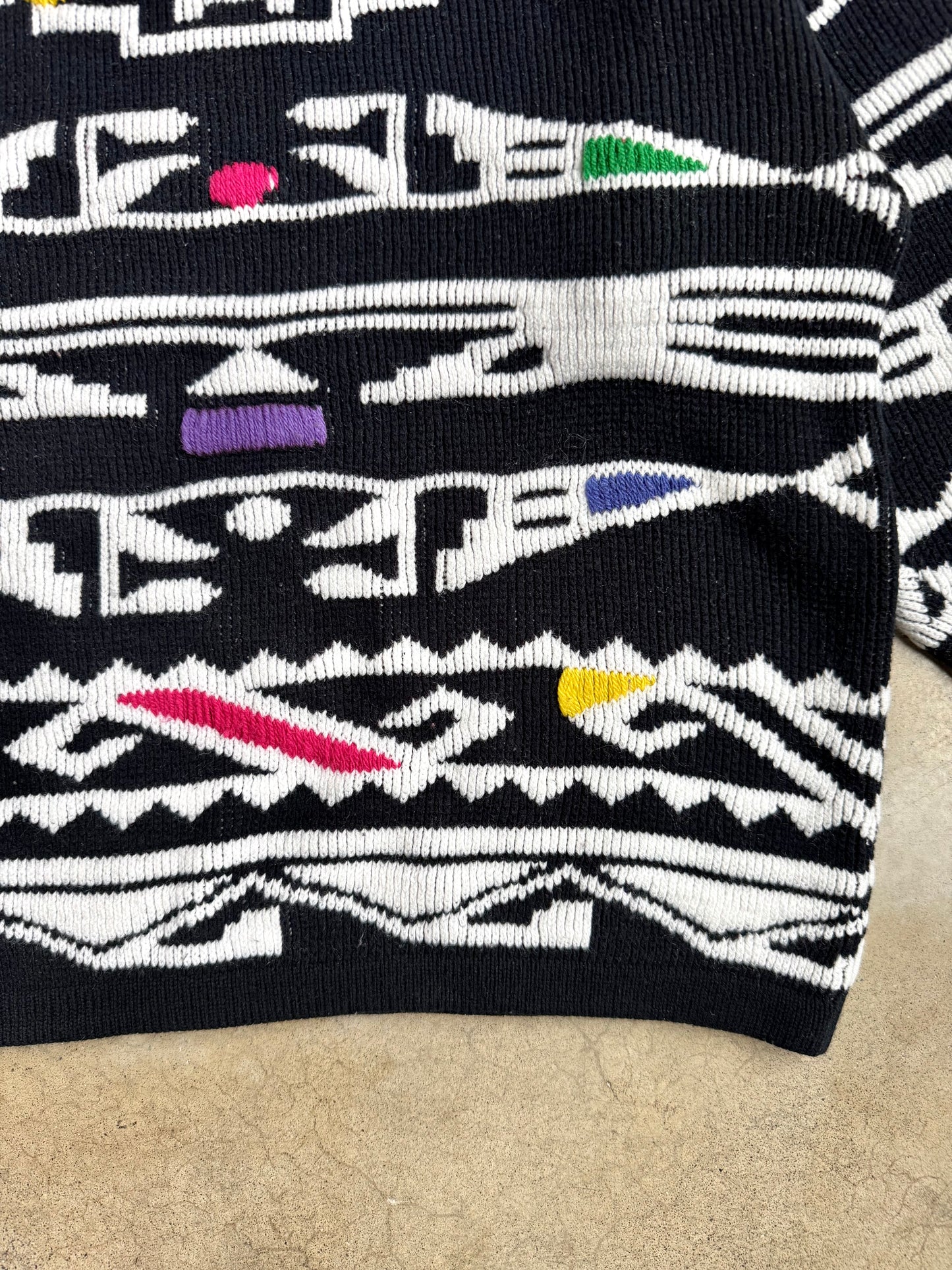 Vintage 1980s Sterling Harris Geometric Multi-Color Knit Sweater | Small