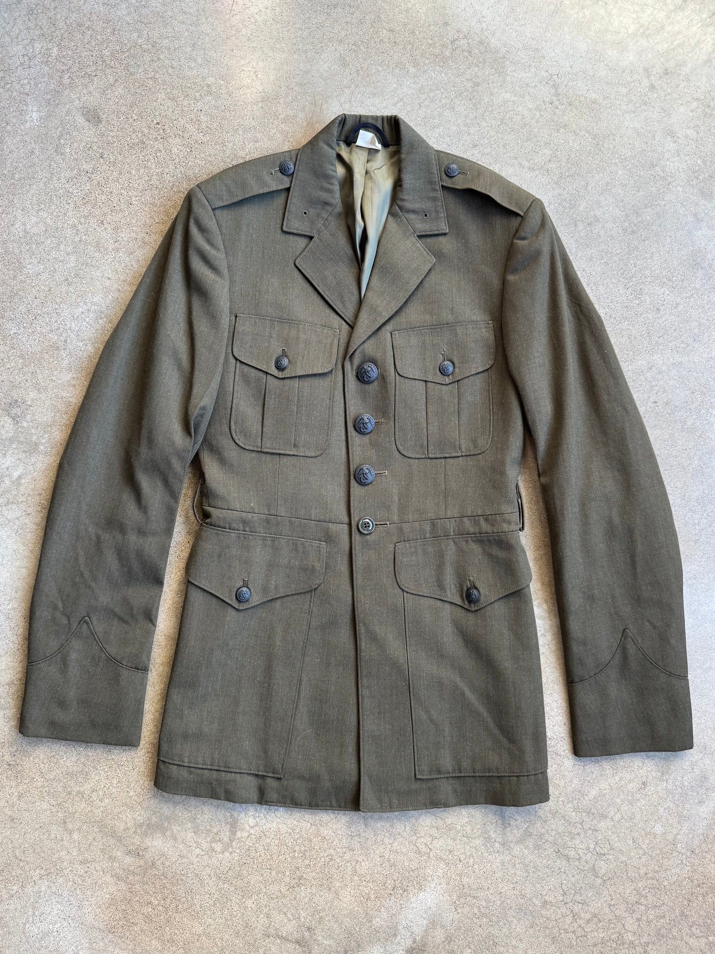 Vintage 1980s U.S. Marine Corps. Military Issue Wool Two-Piece Dress Suit | 37L