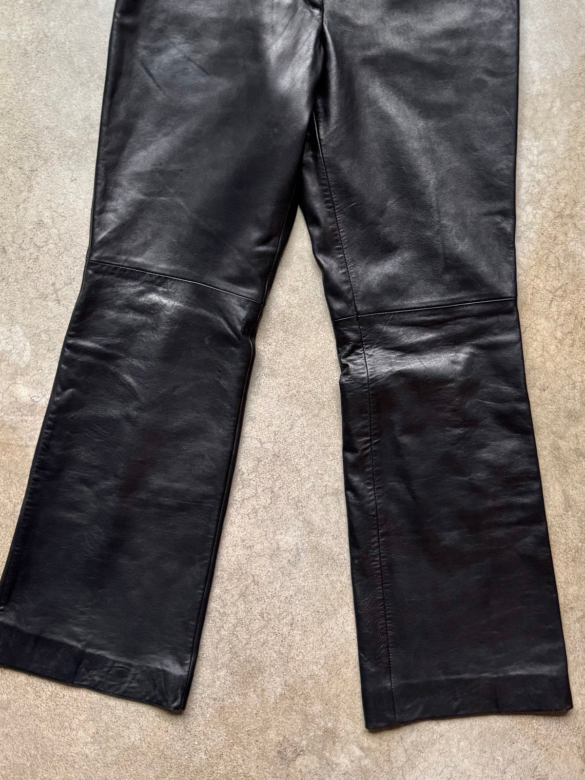 Vintage 1990s/Y2K Siena Studio Black Leather Flare Pants | Waist 30”