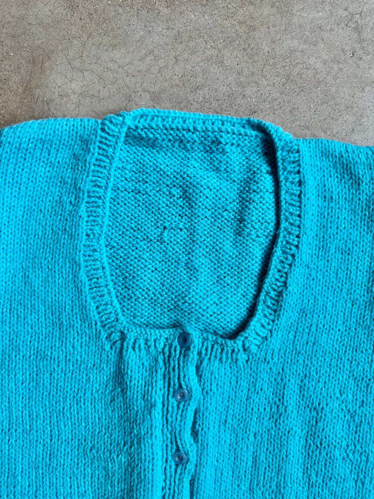 Vintage Handmade Aqua Blue Knit Sweater Vest | Large