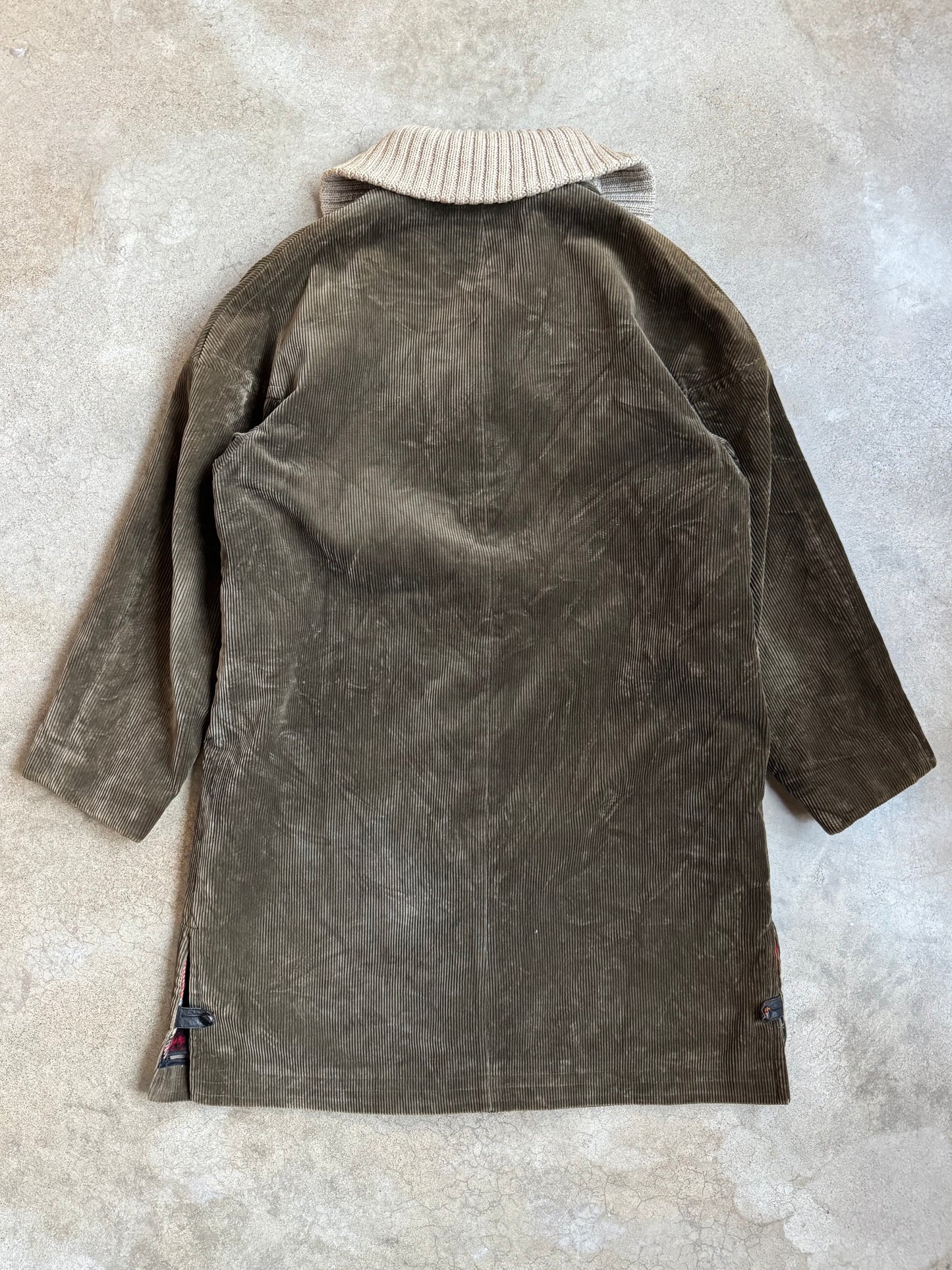 Vintage 1970s Zero King “The Goal Coat” Green Corduroy Wool Lined Winter Jacket | 40