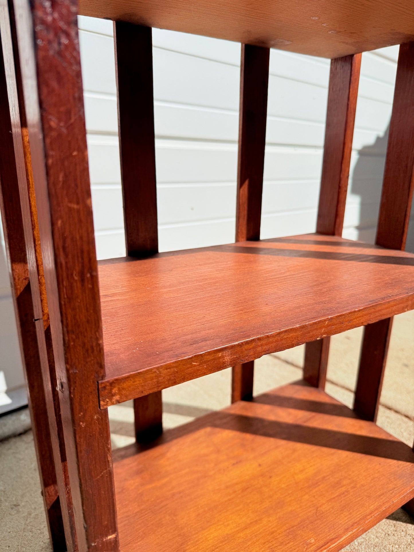 Antique 1920s Mission Style Arts & Crafts Oak 3-Tier Shelf