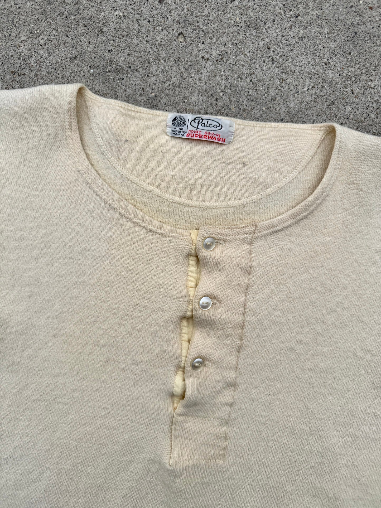 Vintage 1960s/70s Palco Cream Wool Henley Tee | M/L