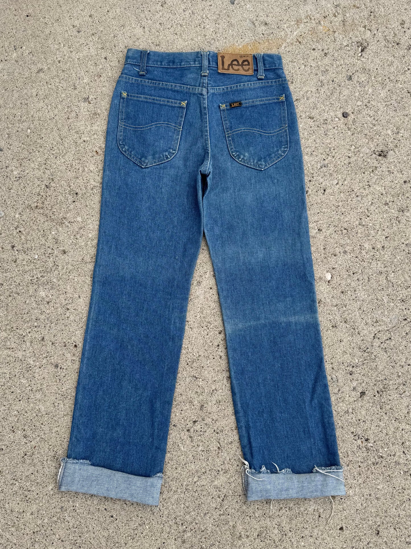 Vintage 1980s Lee Raw Hem Cuffed Jeans | Waist 28”