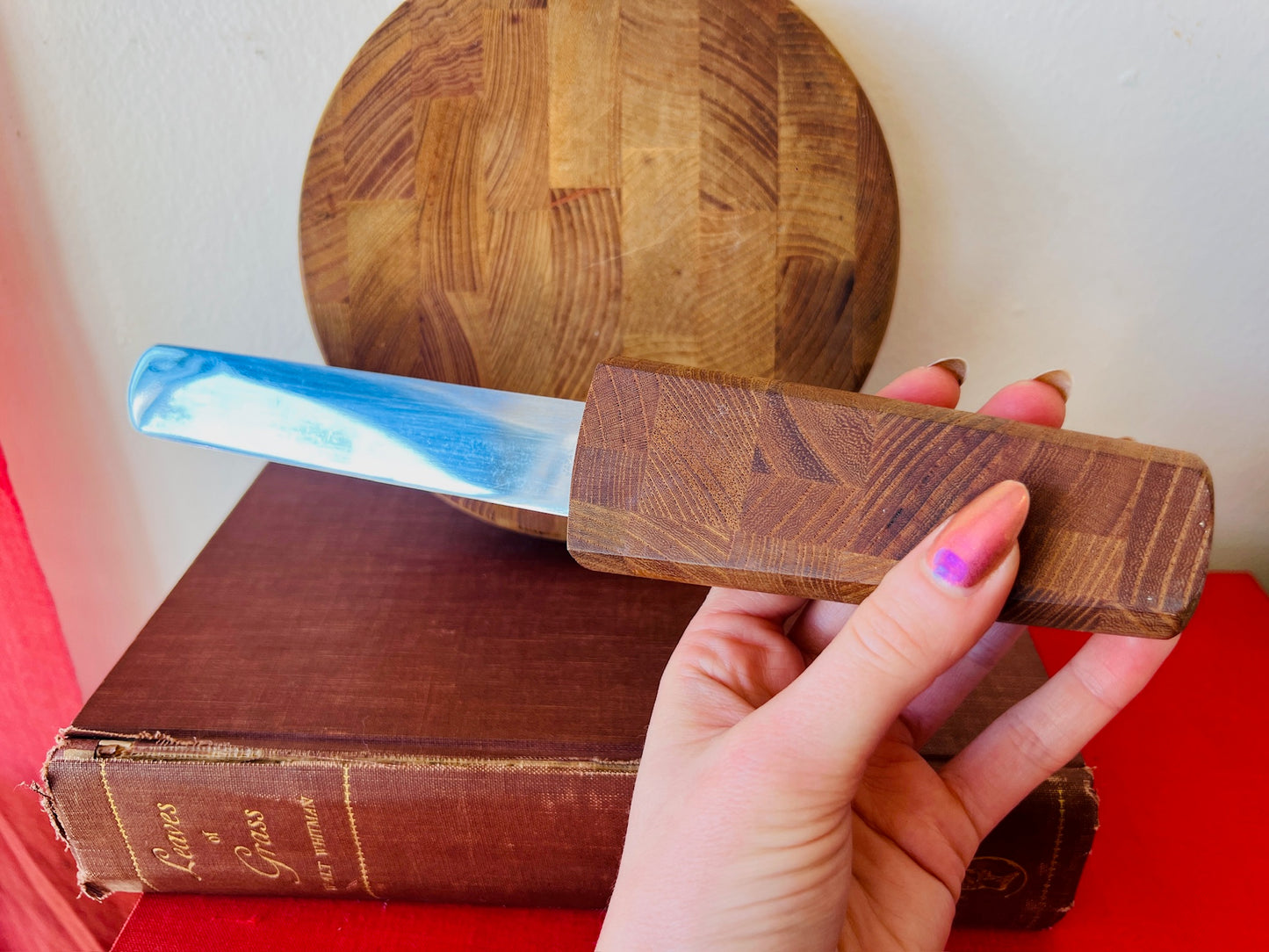 Vintage 1950s/60s Dansk Wooden Cheese Board & Knife Set